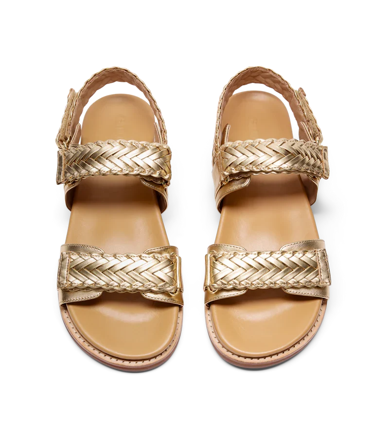 Cygent Gold Leather Chunky Sandals