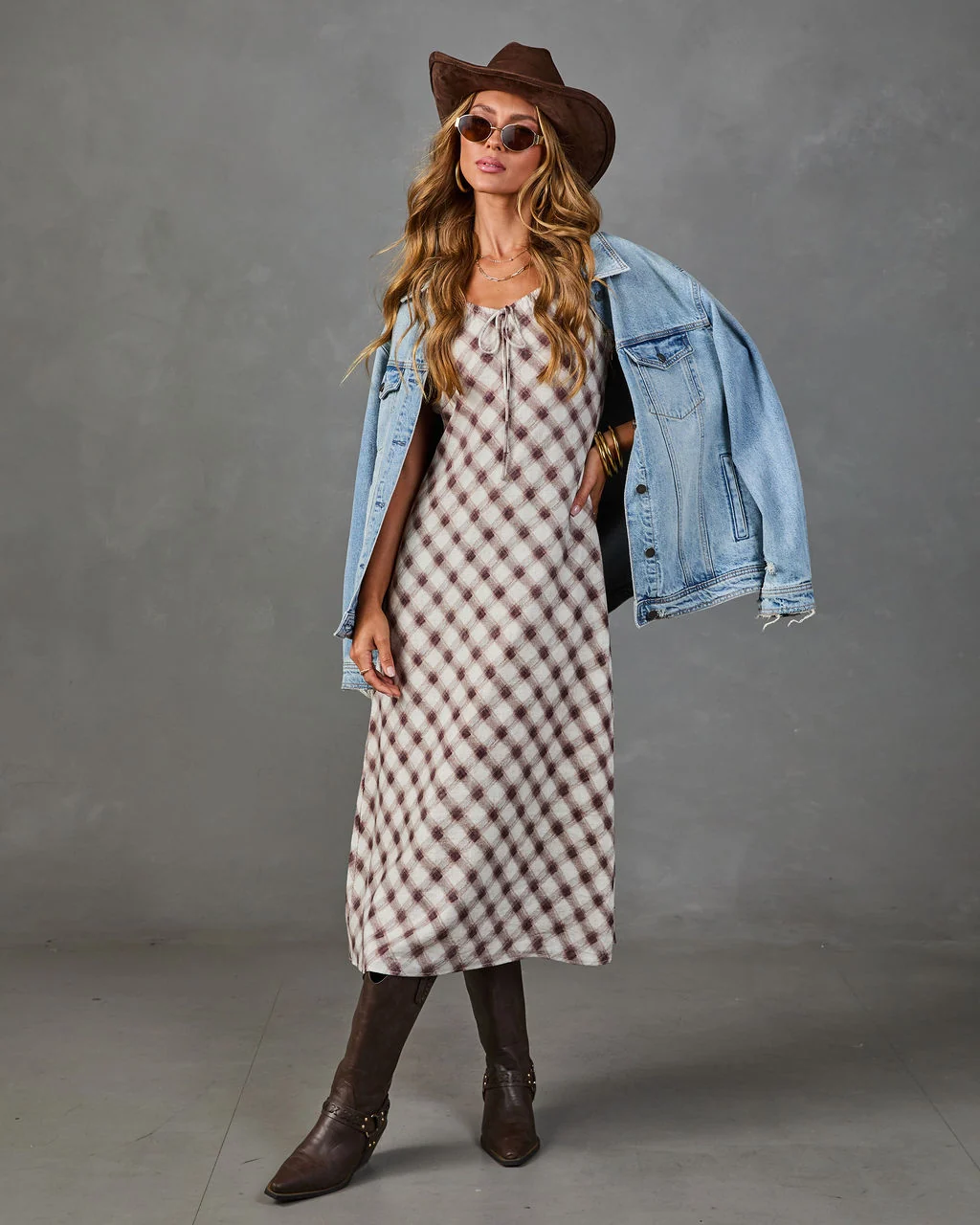 Estate Check Plaid Maxi Dress
