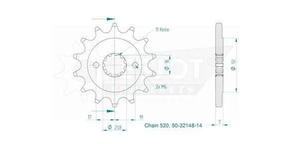 Esjot 14 teeth gearbox output pinionRef: ESJO00144A / 12122398