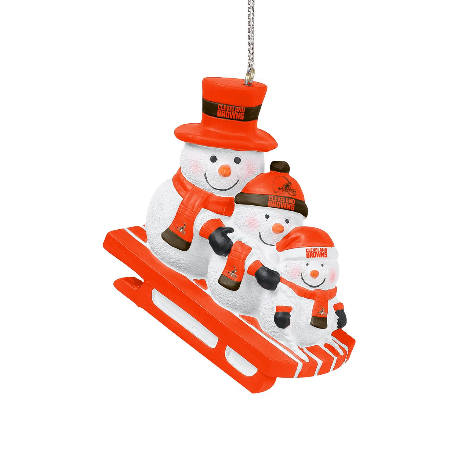 Cleveland Browns NFL Sledding Snowmen Christmas Ornament