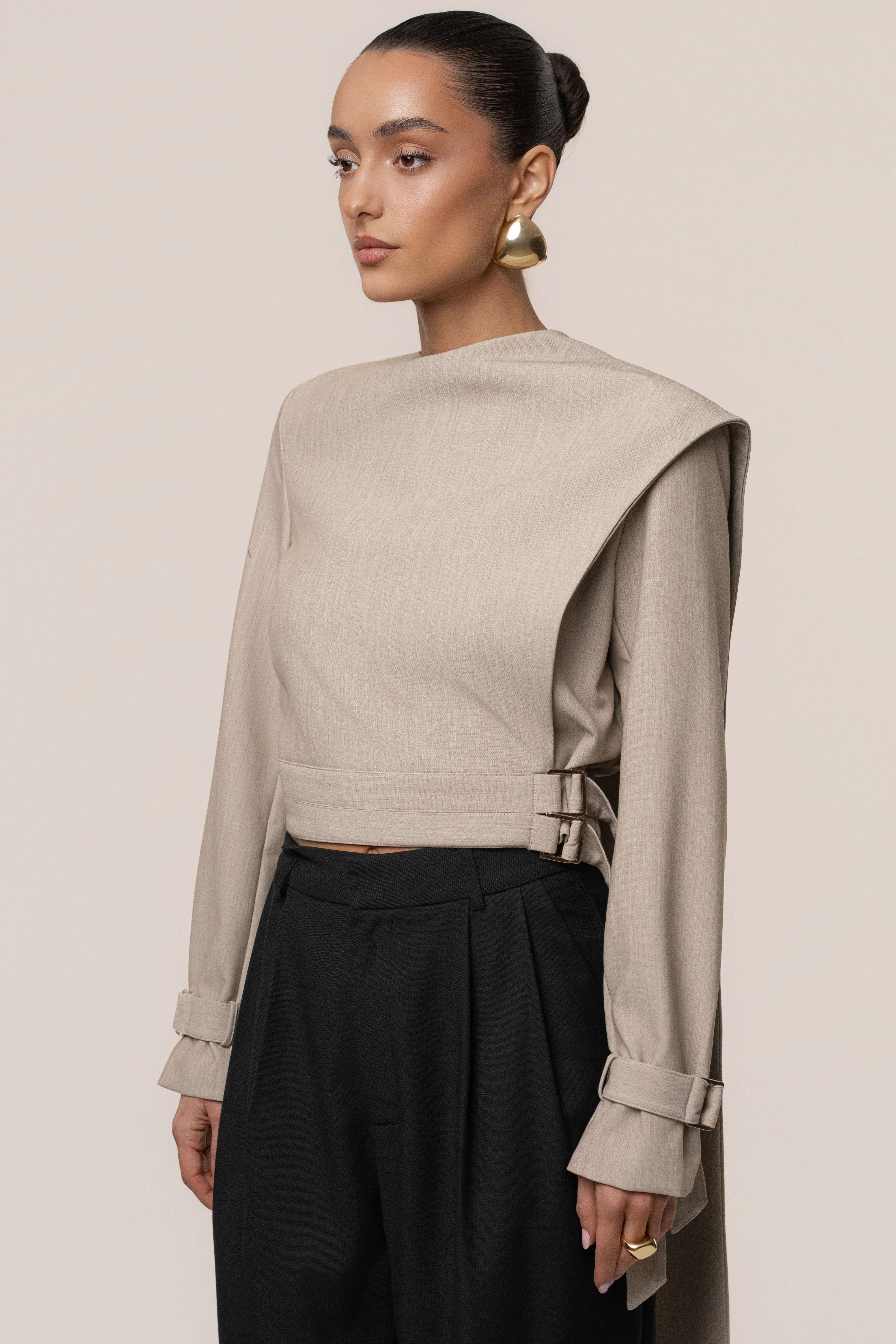 Stone Aligned Scarf Top