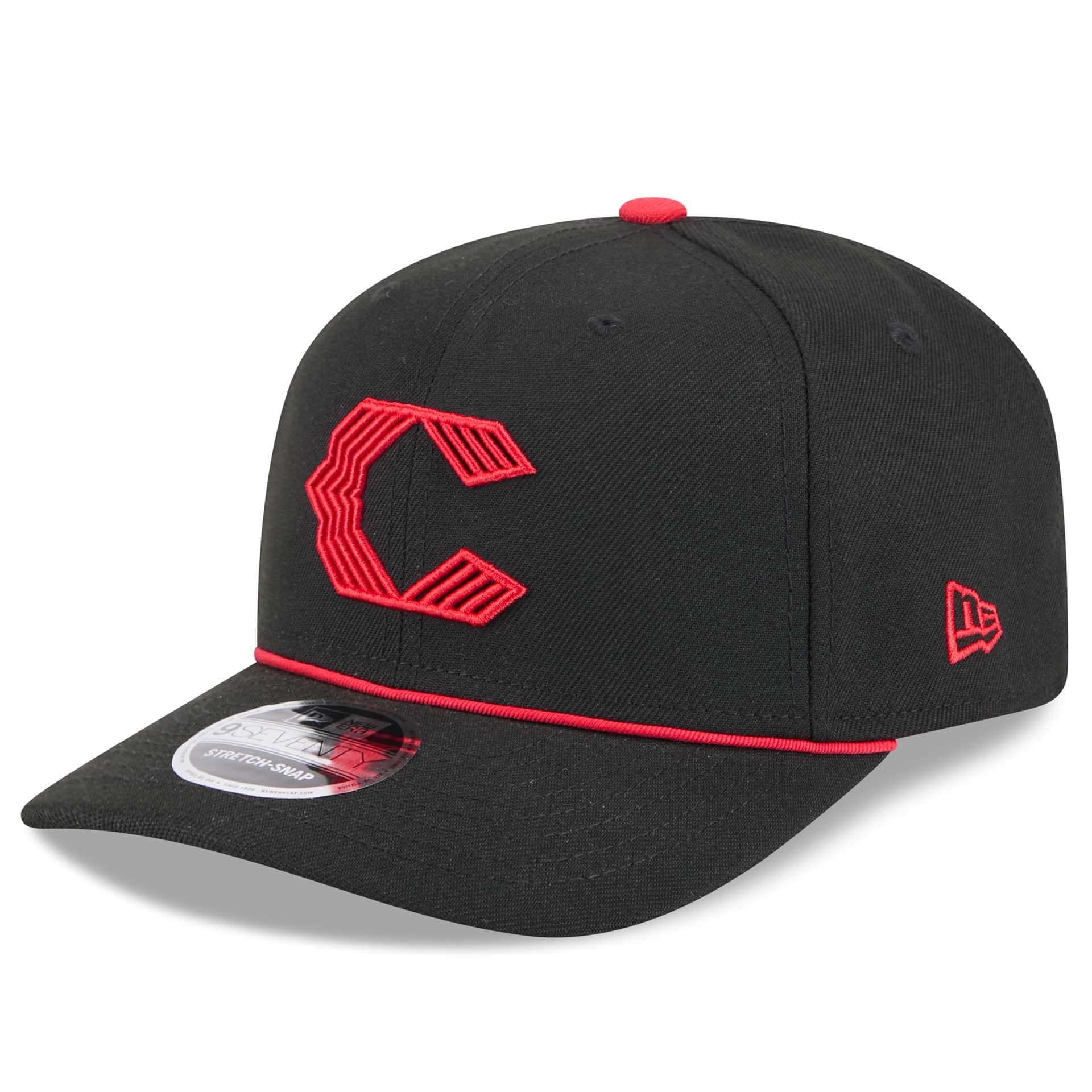 Cincinnati Reds MLB City Connect Stretch-Snap 9SEVENTY Cap Black
