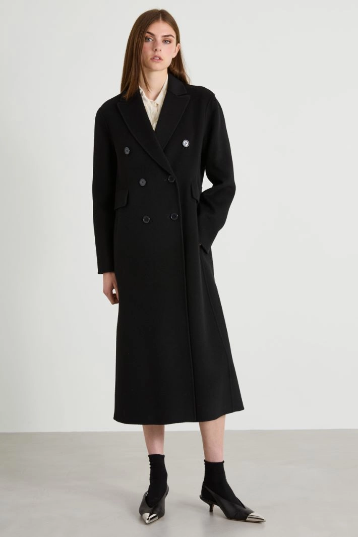 Wool drap coat - BLACK