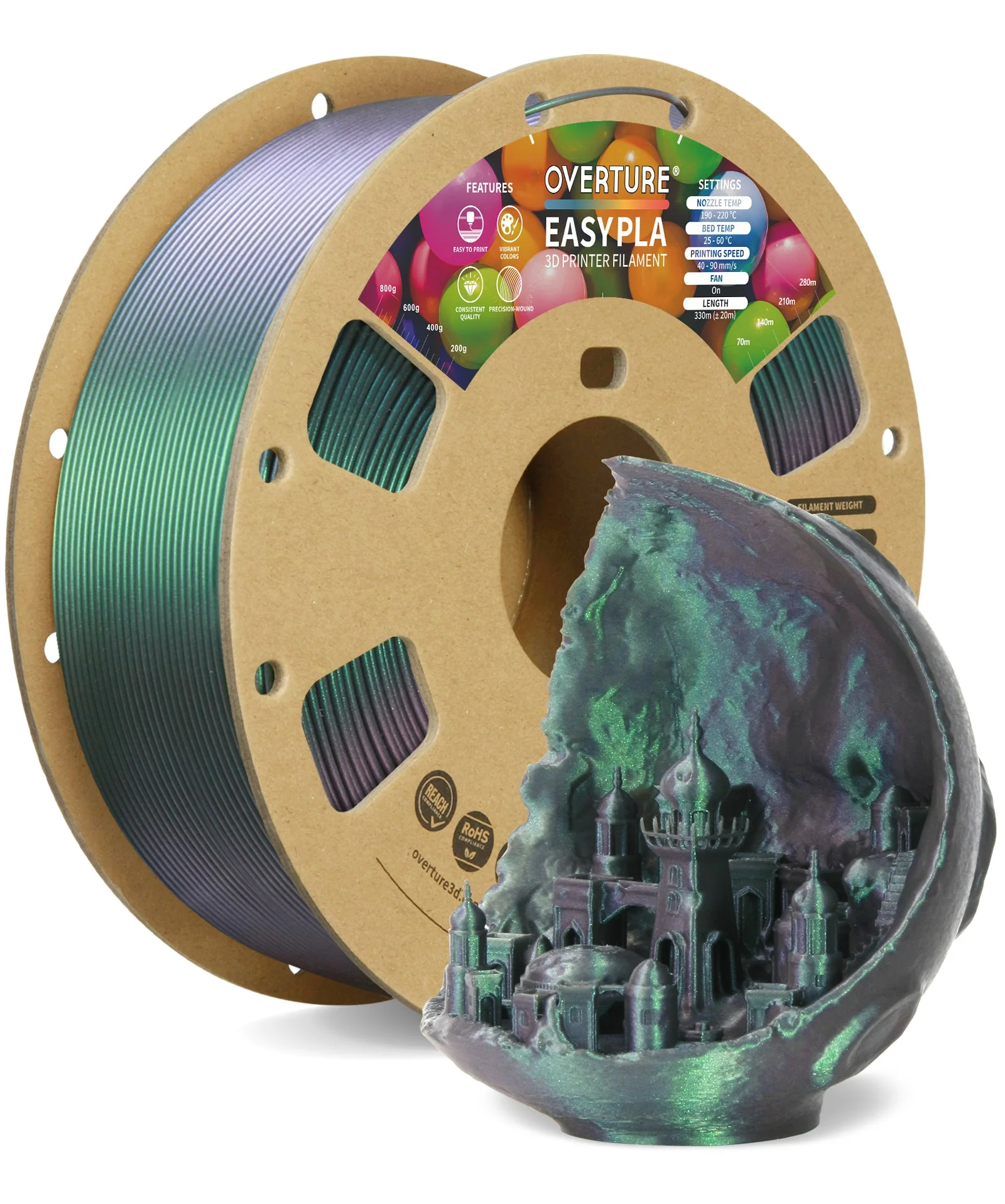 Overture Shimmer PLA 3D Printer Filament 1.75mm