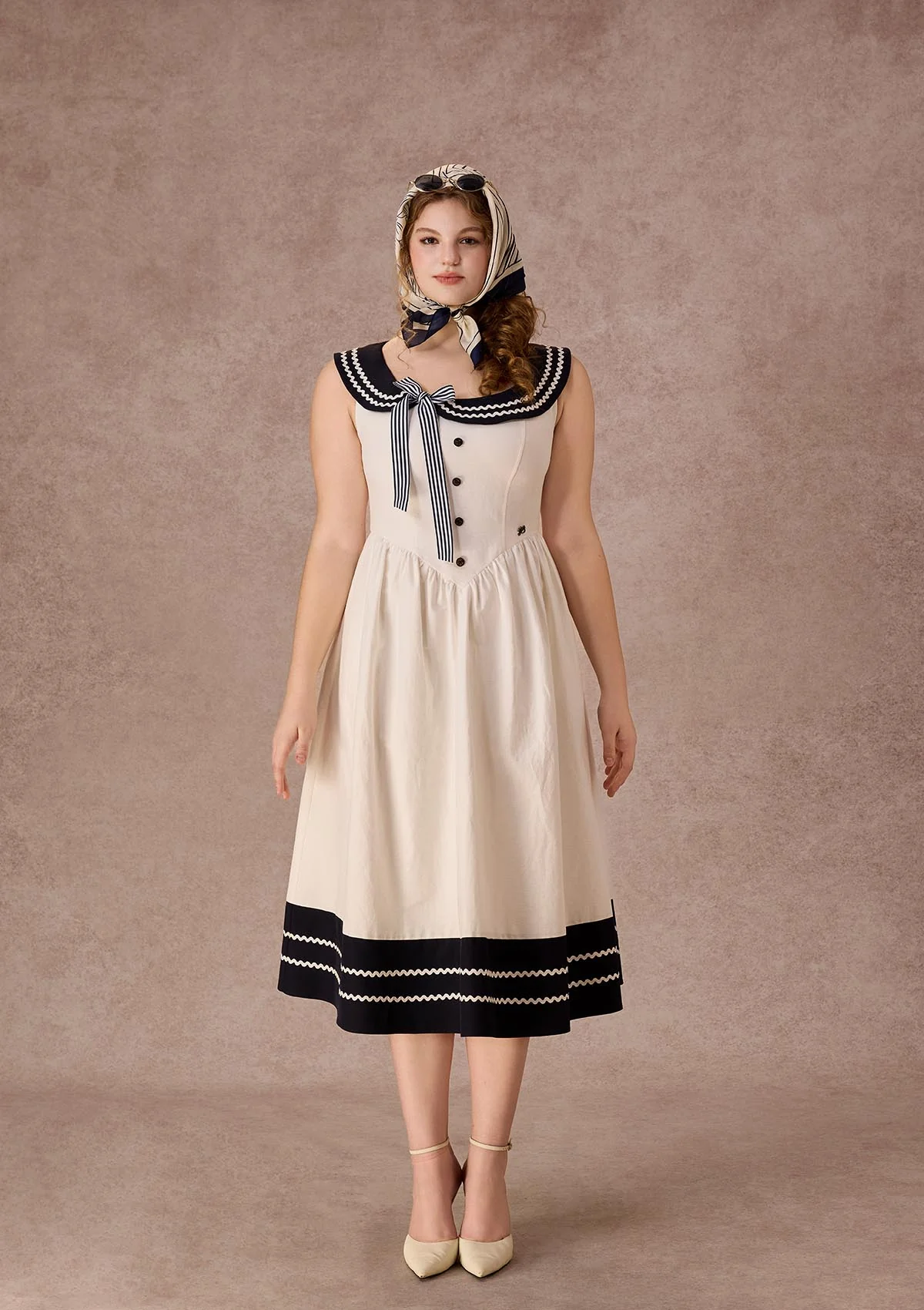 Curve&Plus Sailor Love Letter Dress（Navy）