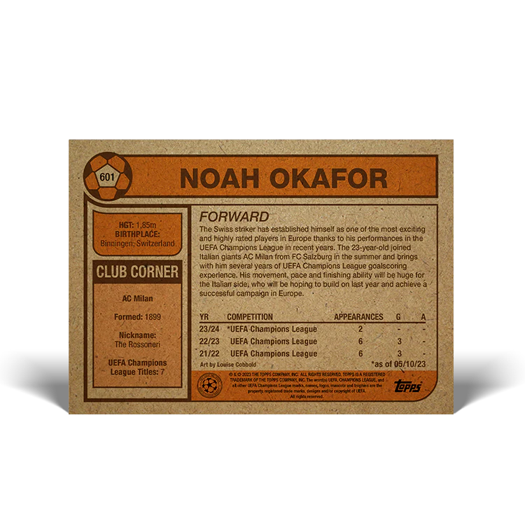 Topps UK - UCC Living Set Card #601 - Noah Okafor