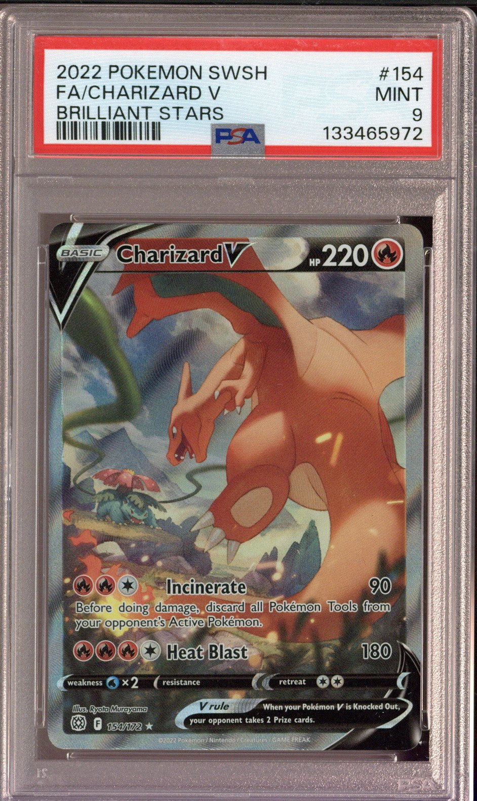 2022 Pokemon Brilliant Stars Charizard V 154/172 PSA 9