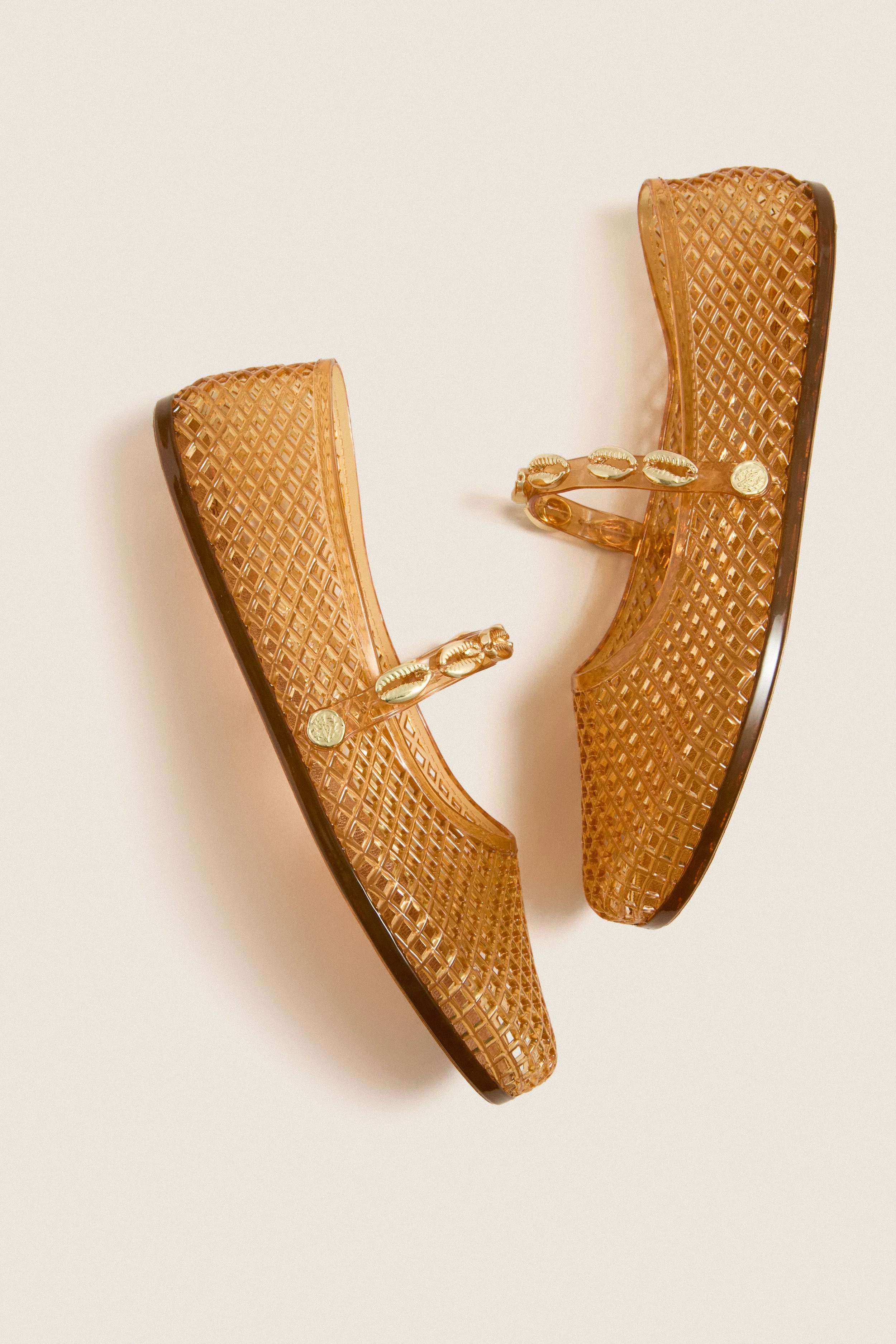 Caramel Iro Shells Jelly Flats