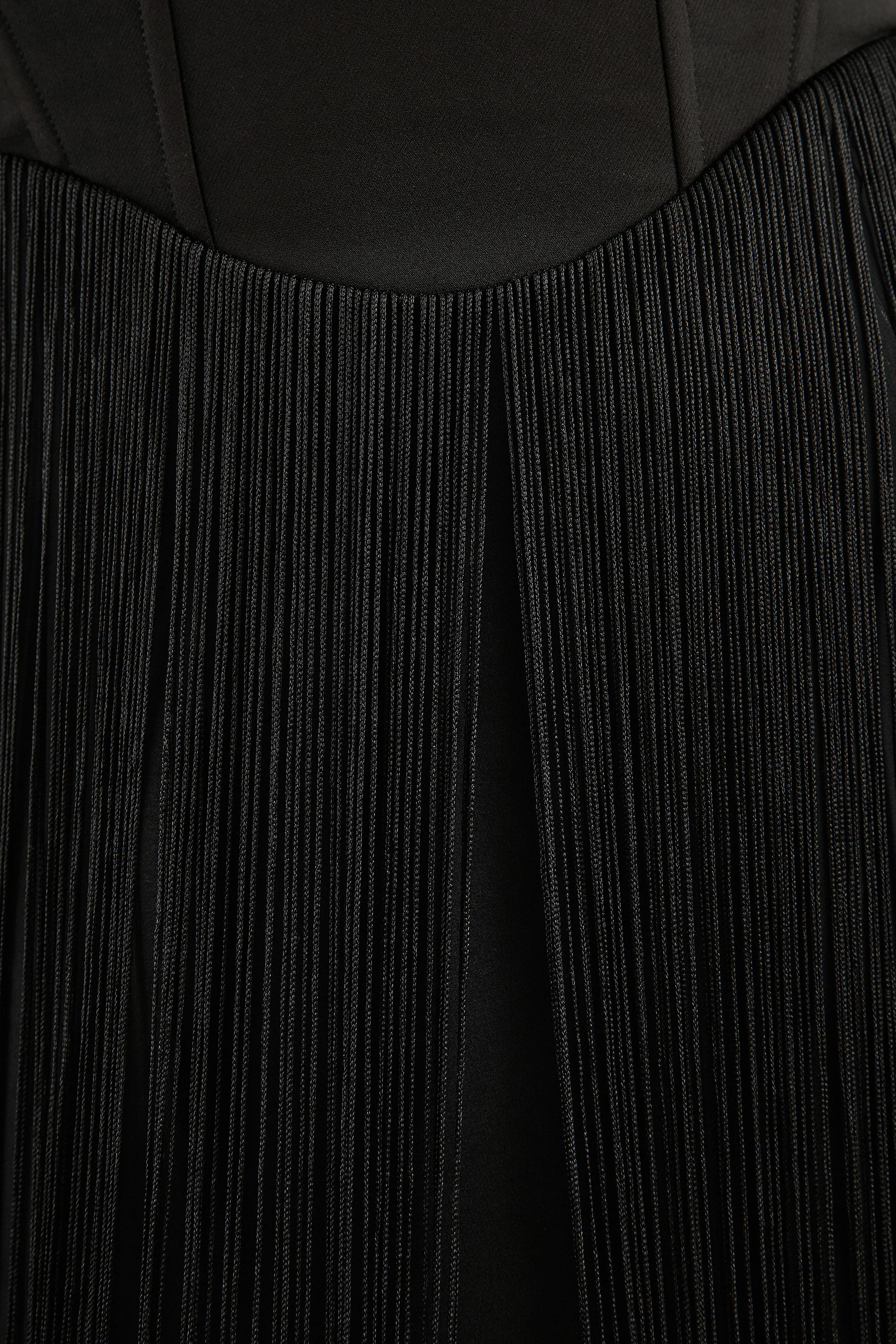 Manuela | Black Bandeau Maxi Dress With Fringe Detailing