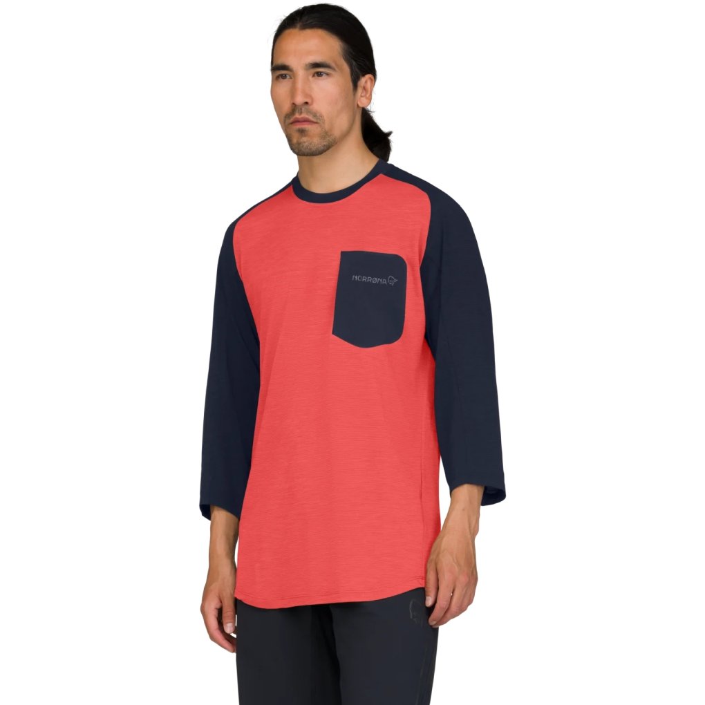 Norrona skibotn equaliser merino 3/4 T-Shirt Men - Paprika Red