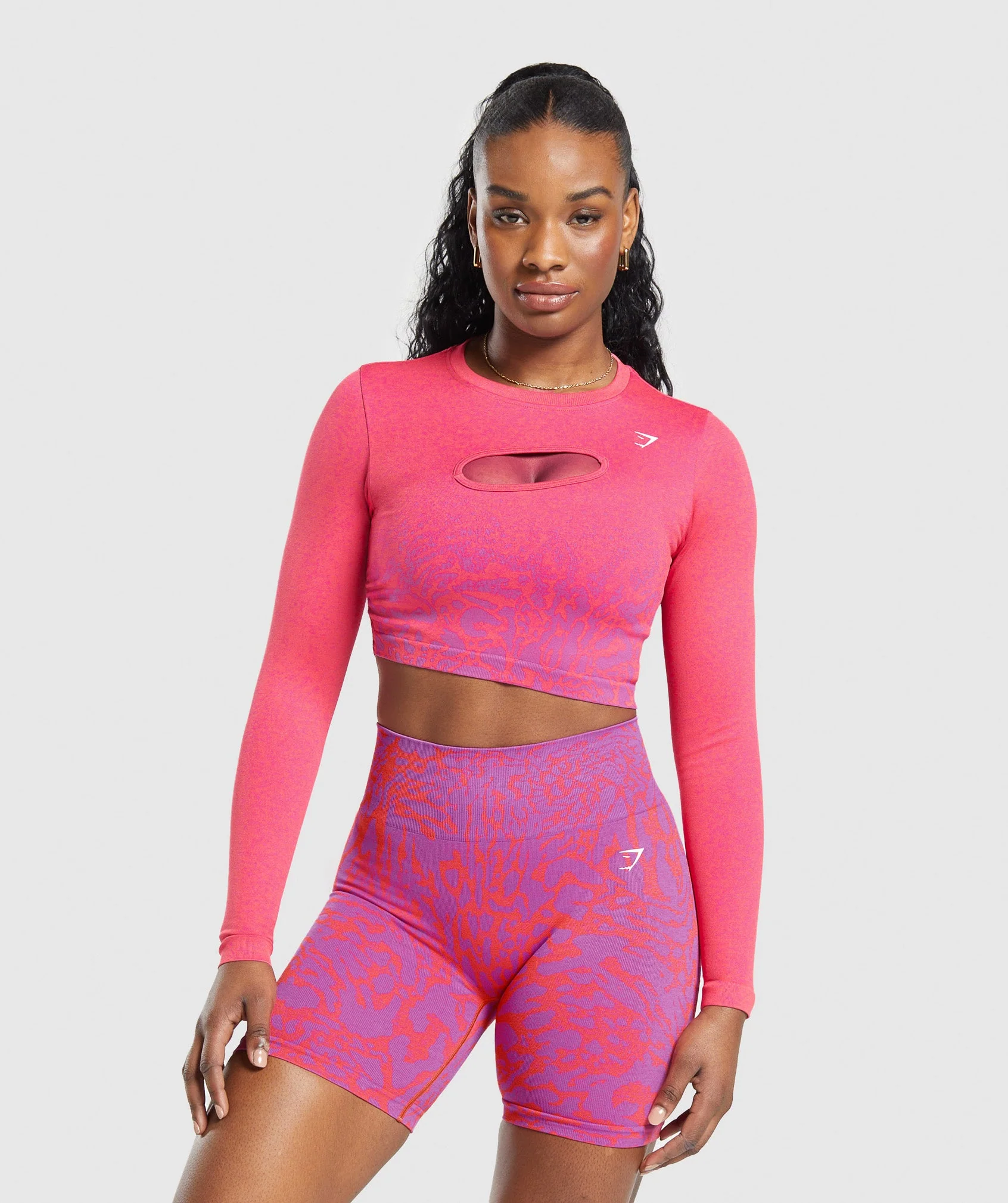 Adapt Safari Seamless Faded Long Sleeve Top Shelly Pink/Fly Coral