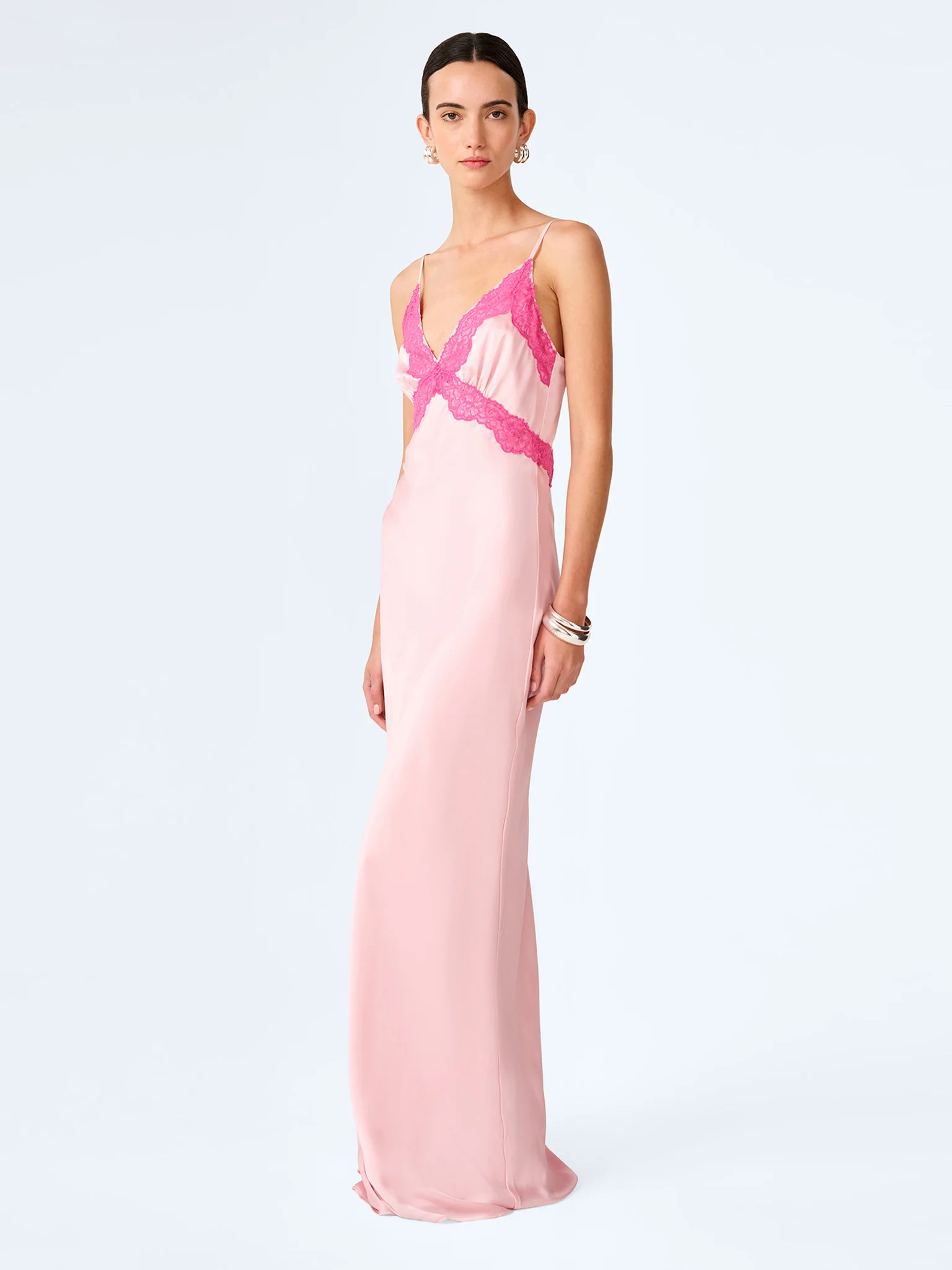 Drew Maxi Dress in Veiled Pink/Pink Yarrow Lace