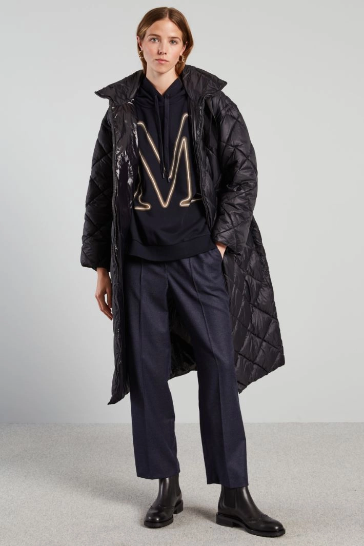 Long high neck padded coat - BLACK