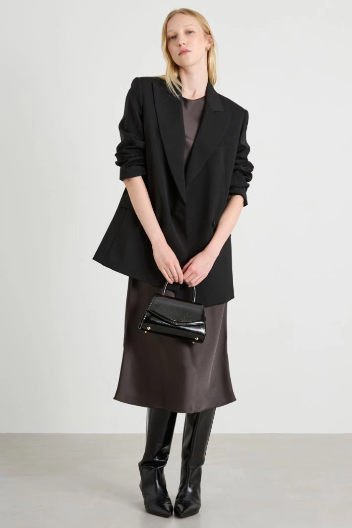 Straight blazer in pure wool - BLACK