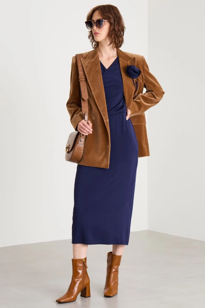 Light jersey midi dress - BLUE