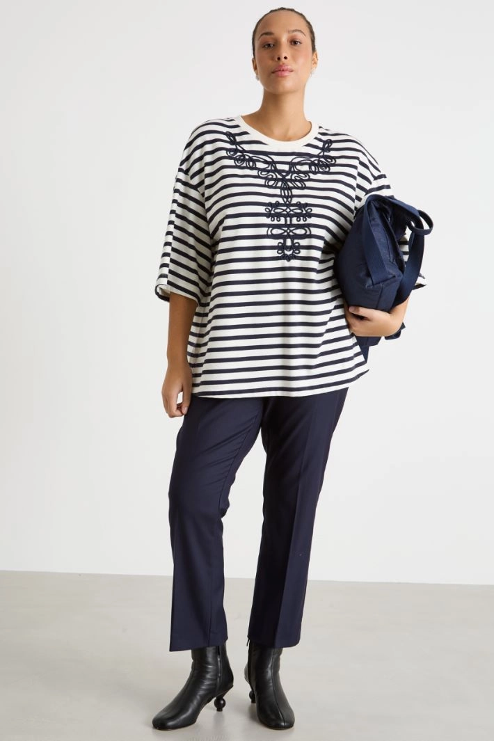 Embroidered jersey sweatshirt - WHITE BLUE