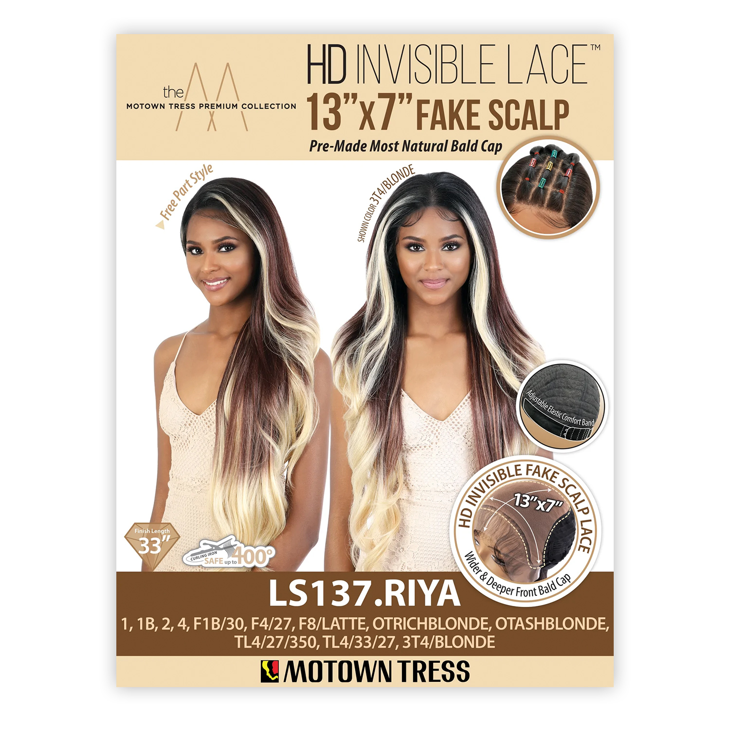 Motown Tress HD Lace Front Wig 13X7 Invisible Fake Scalp LS137.Riya