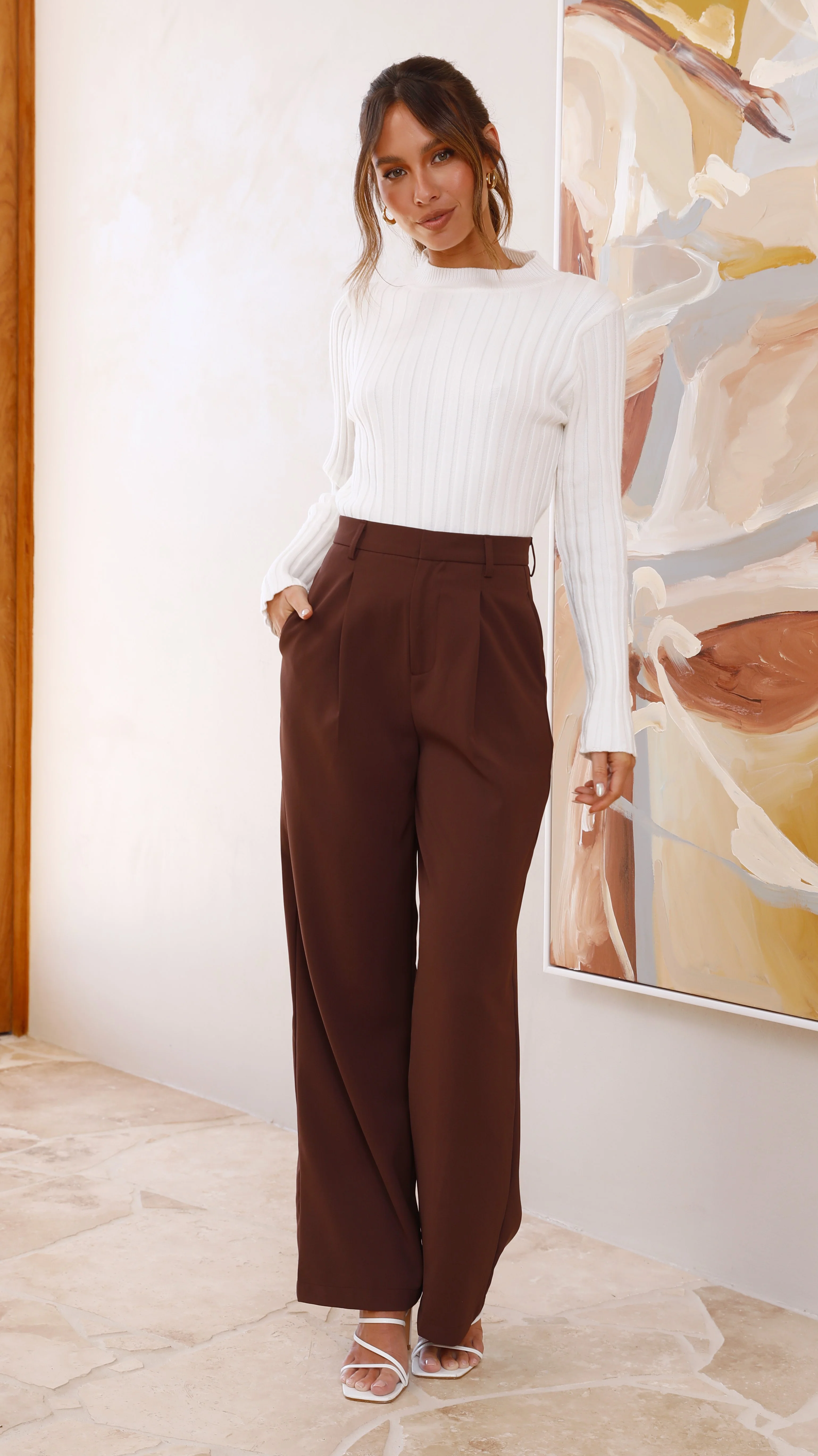 Imogen Long Sleeve Knit Crop - White