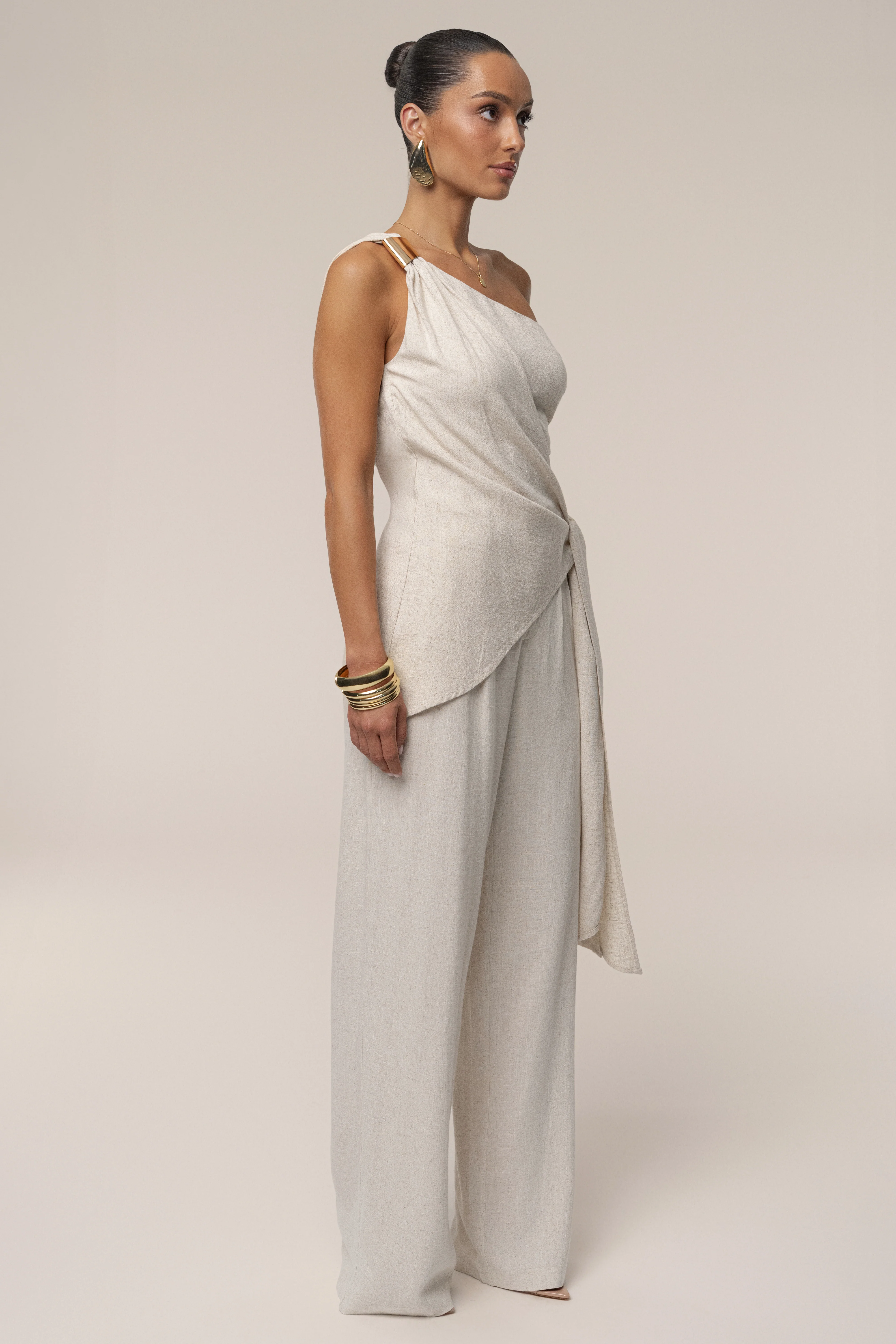 Beige Palmera One Shoulder Top