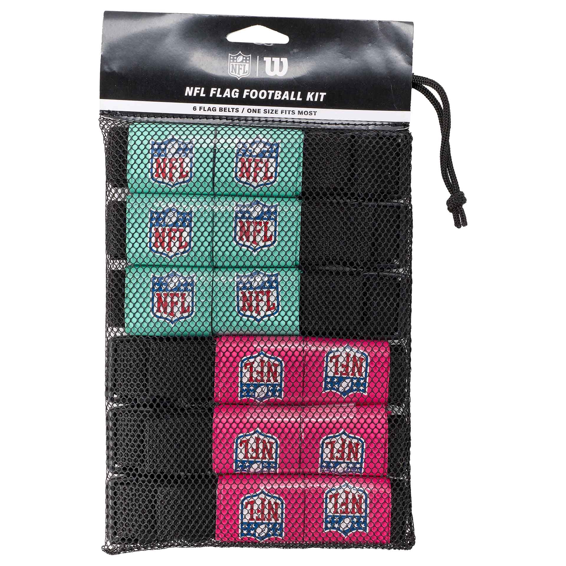 Wilson NFL Flag Football Kit 6 Belts (Mint/Pink)