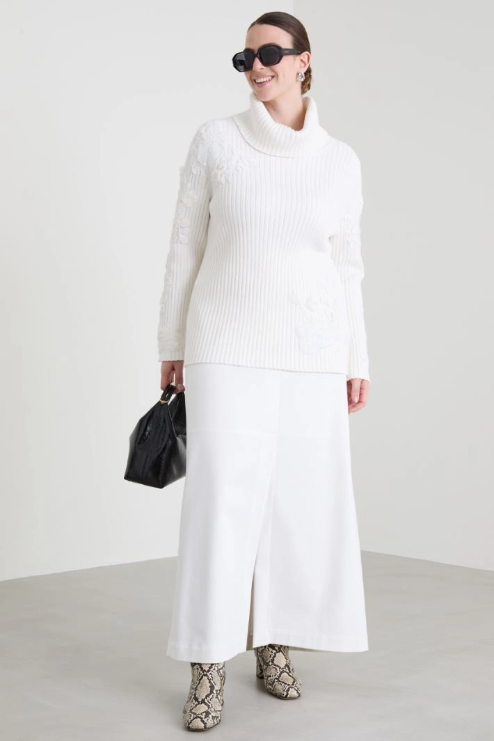 Straight canvas skirt - WHITE