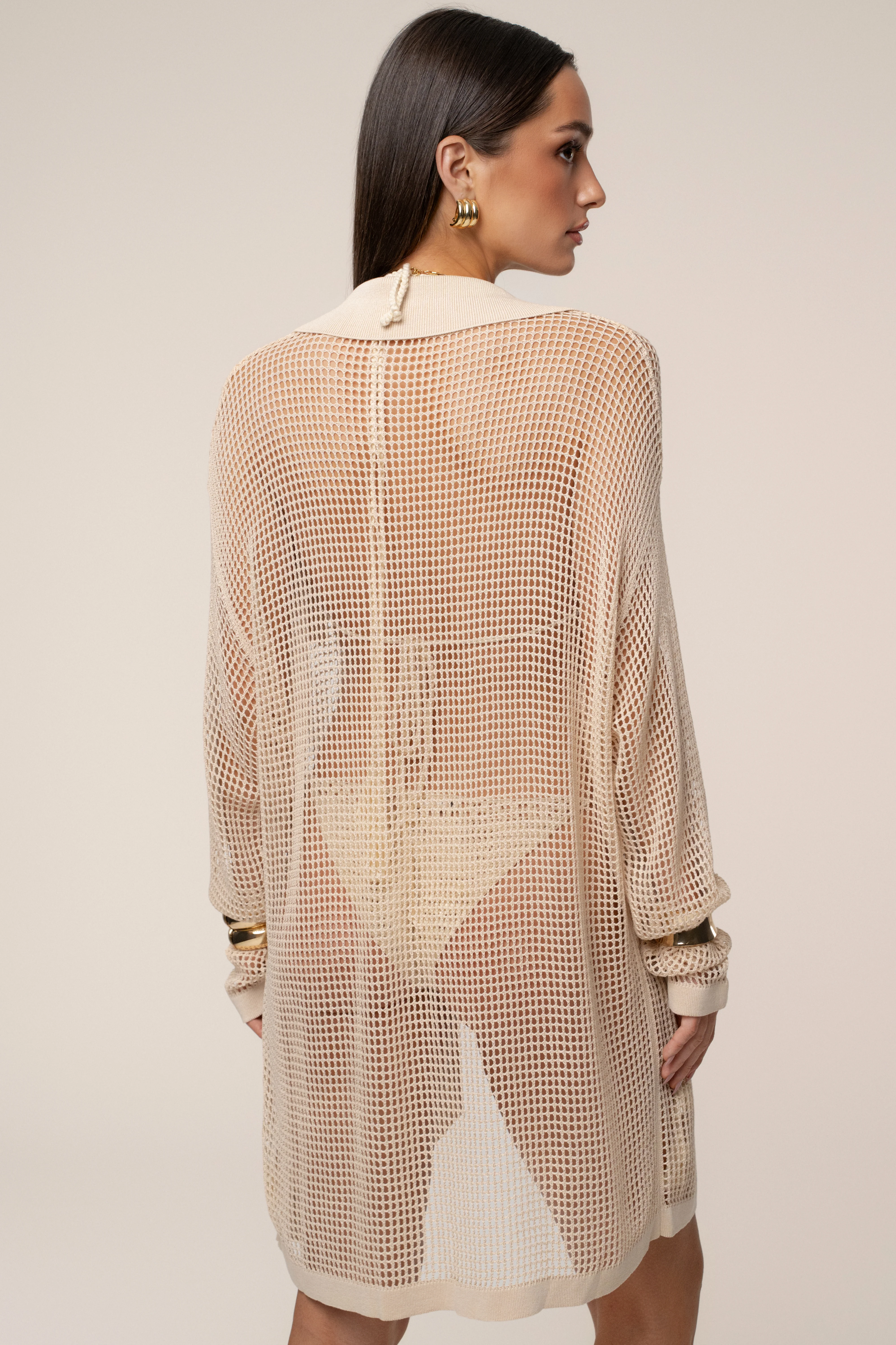 Ecru Solara Embroidered Button Up Top