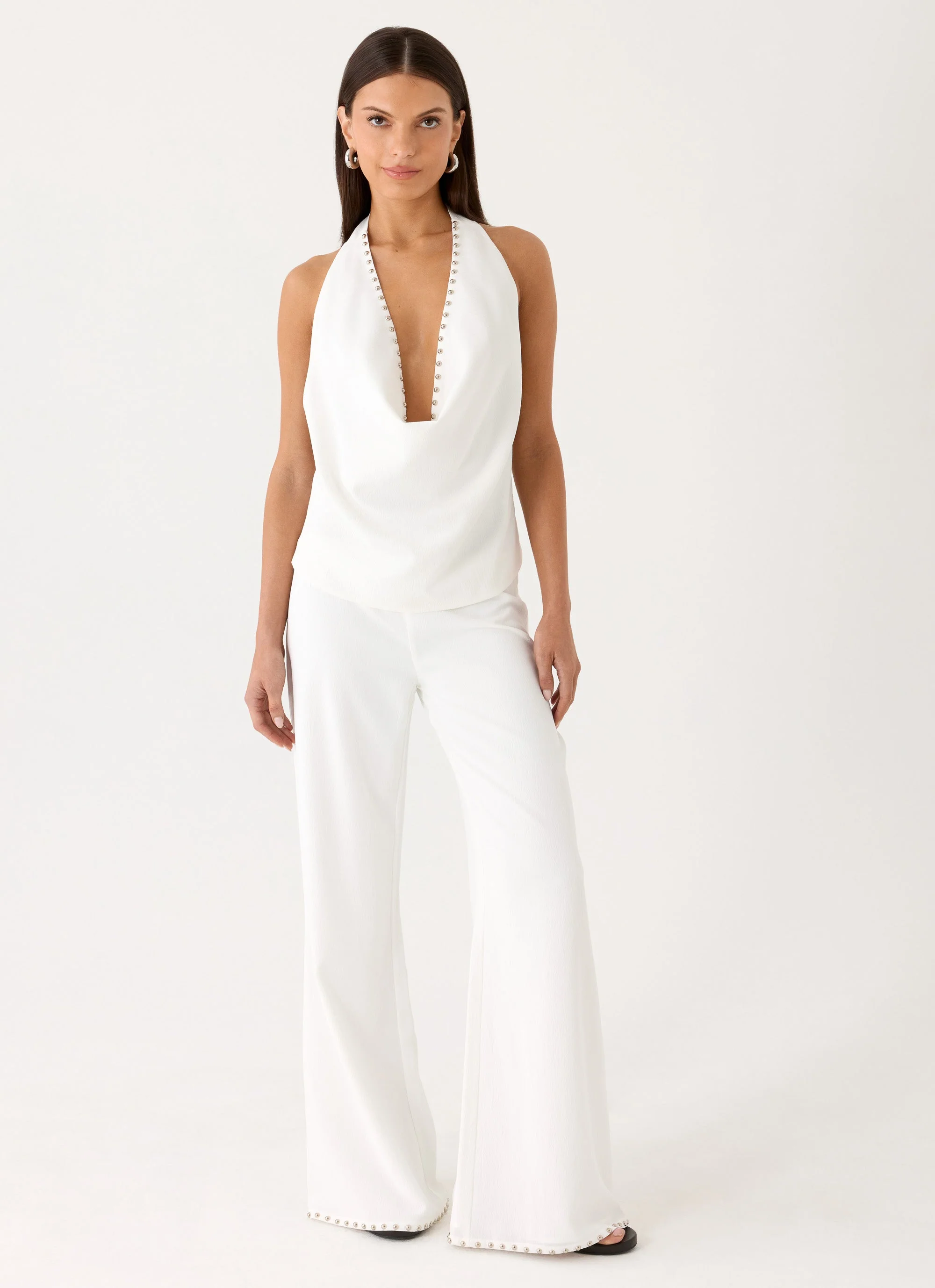 Ashika Studded Pants - White