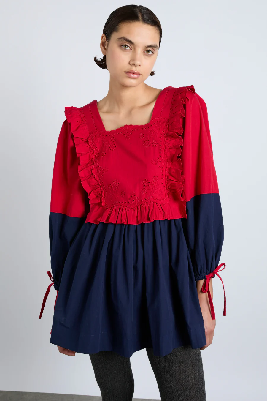 piarra mini smock dress - red & navy