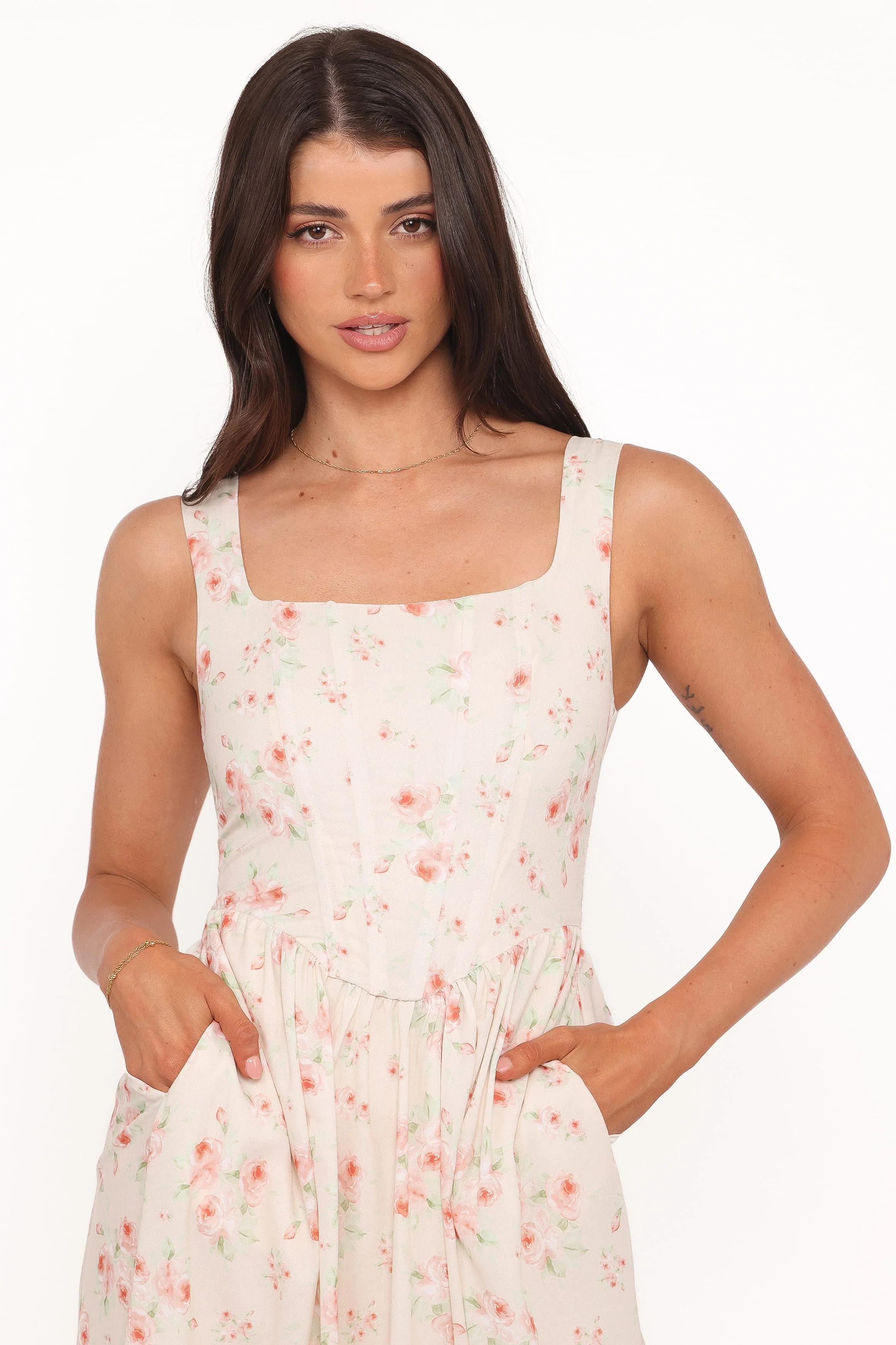 Vespa Midi Dress - Peach Floral
