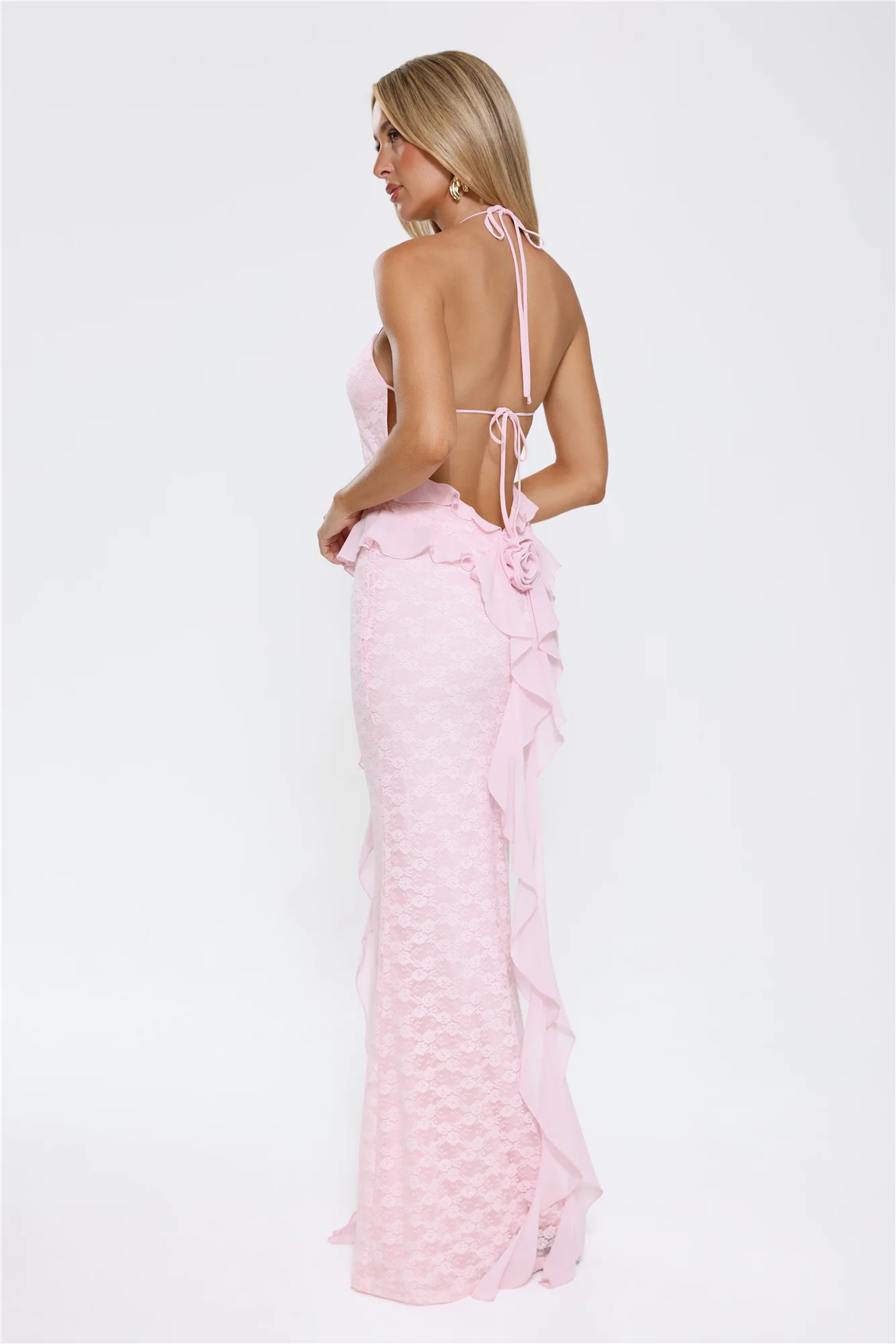 Aurora Serenade Halter Maxi Dress Pink