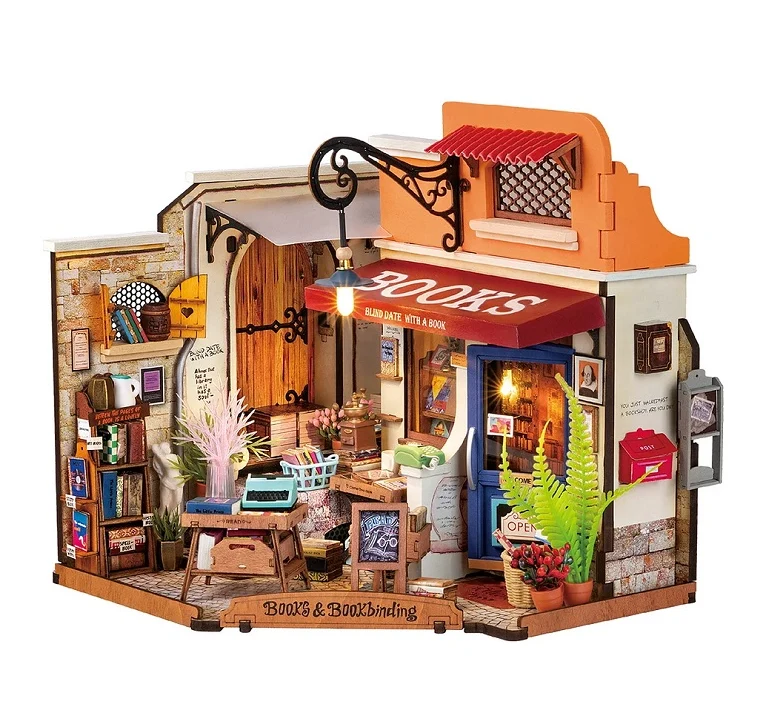 Rolife Corner Bookstore, DIY Miniature House Kit  Robotime DG164