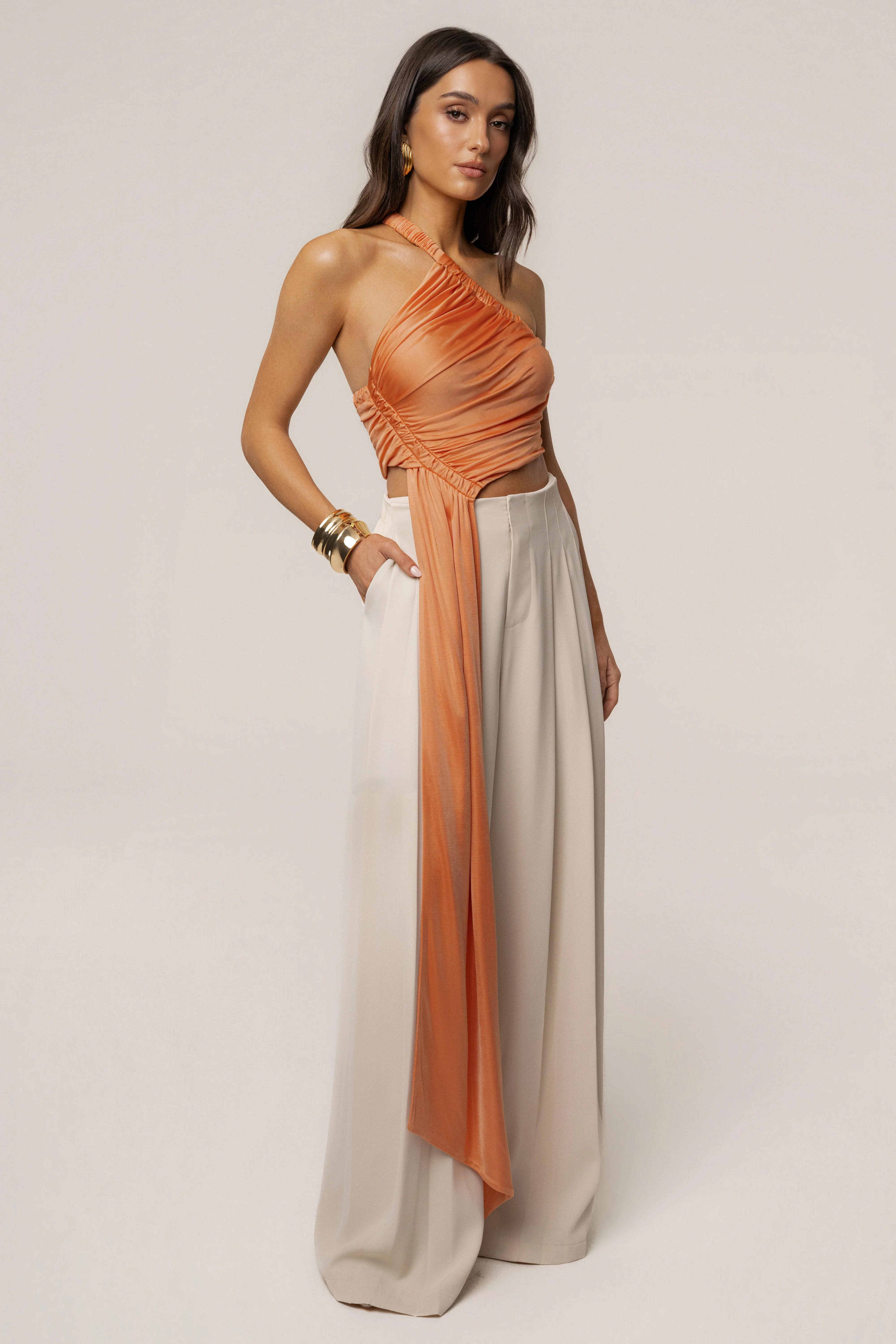 Peach Spotlight Draped Top