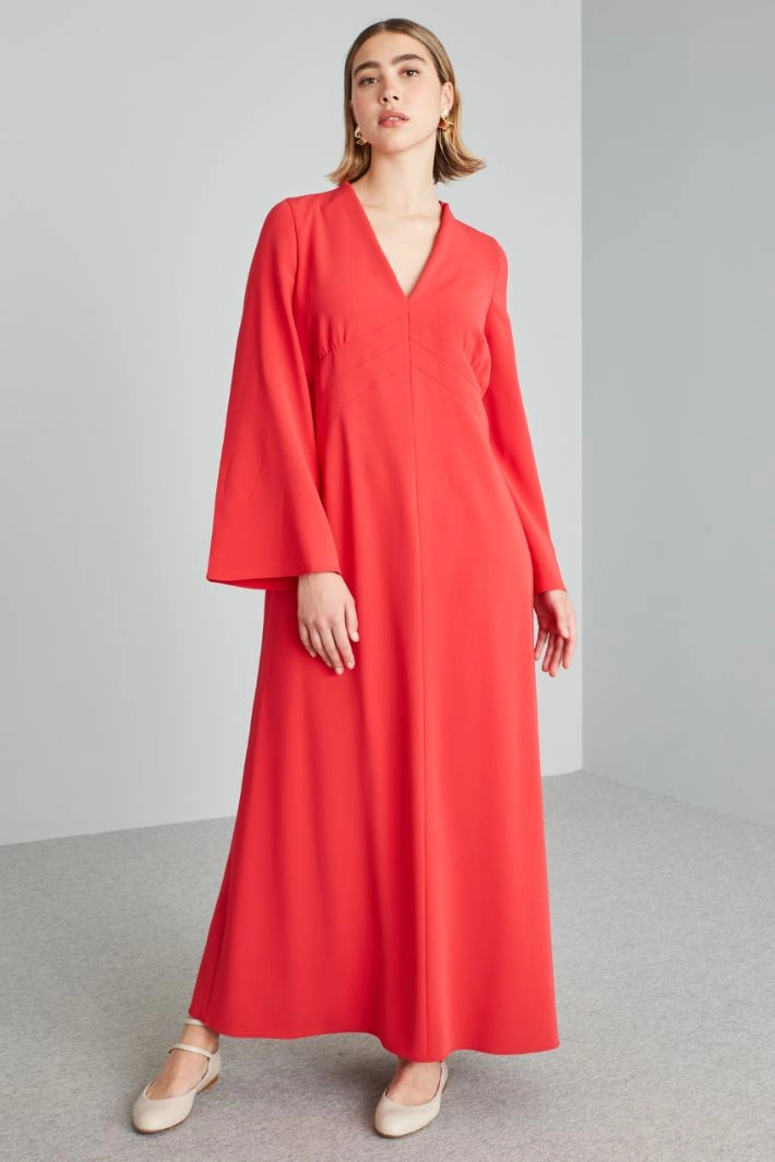 Long dress with flared sleeves - RED