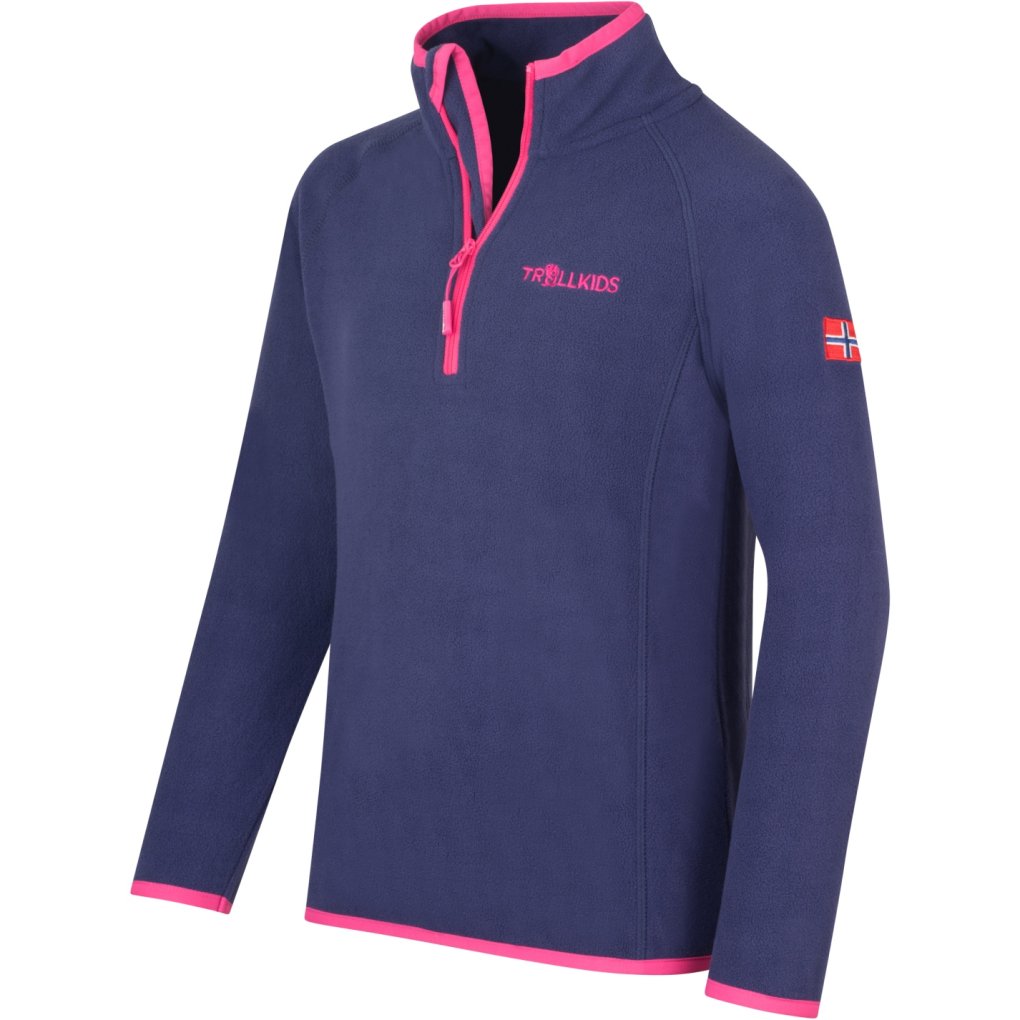 Trollkids Nordland Half Zip Fleece Pullover Kids - Deep Violet/Dark Pink