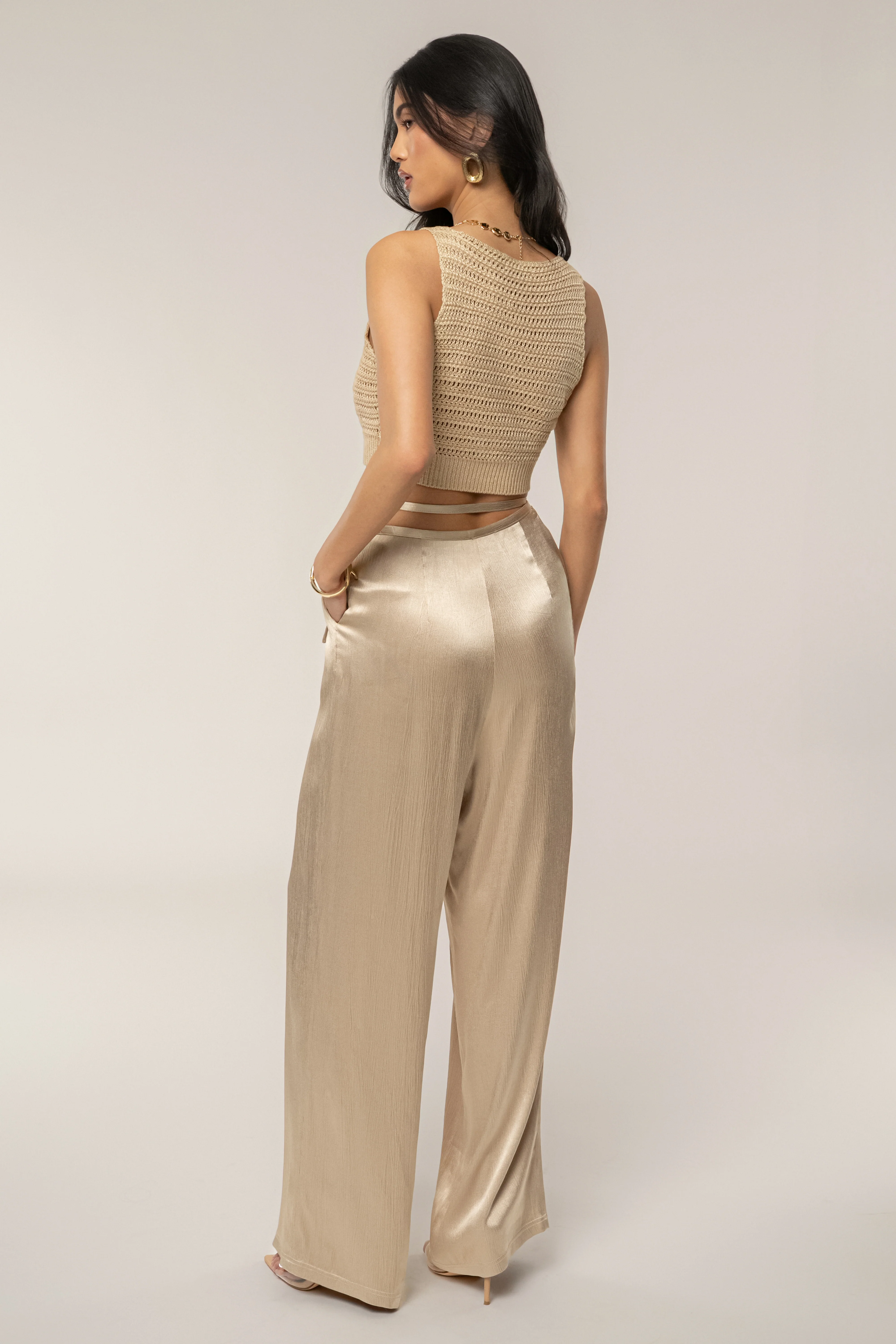 Beige Salmah Crochet Top