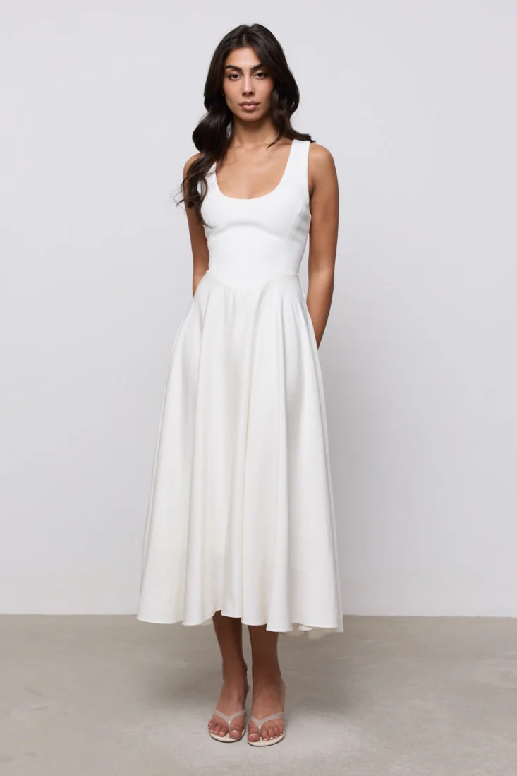 Linen Mix Midi Dress