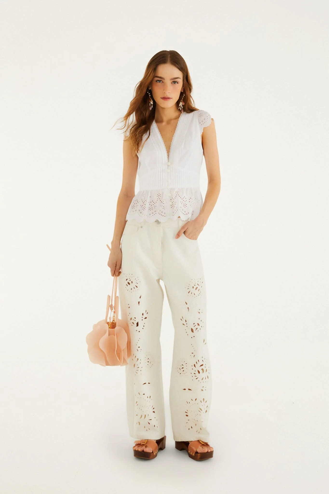 Off-White Embroidered Lace Blouse