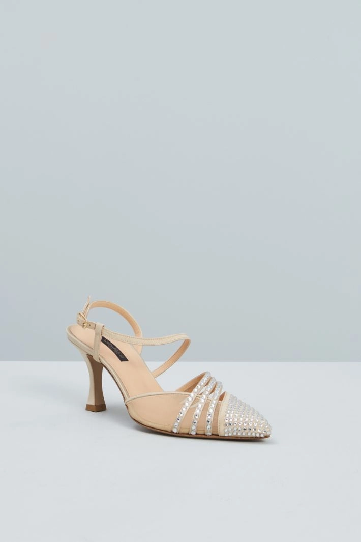 Rhinestone tulle court shoes - IVORY SILVER NUDE