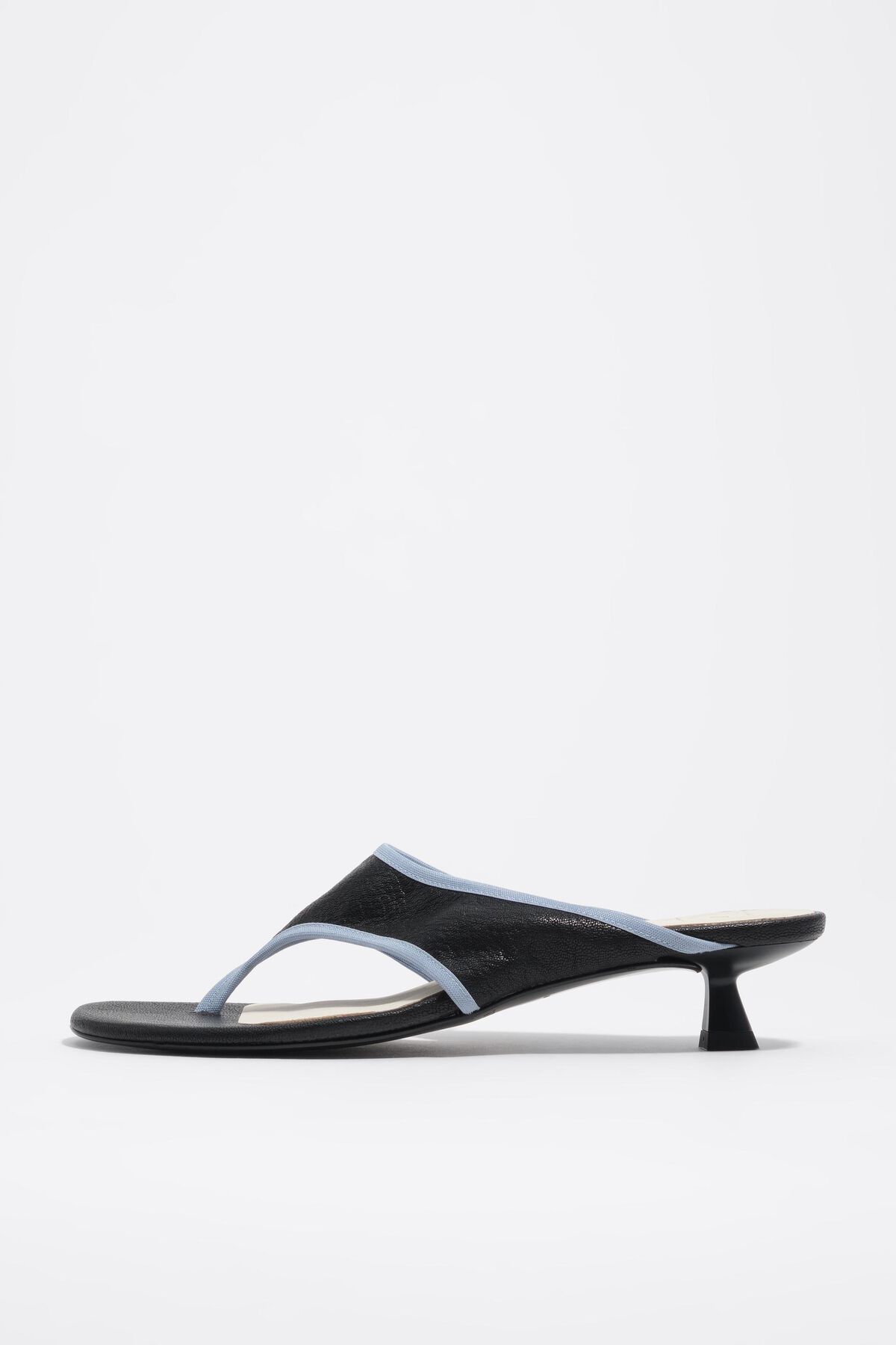 Black leather heel sandal