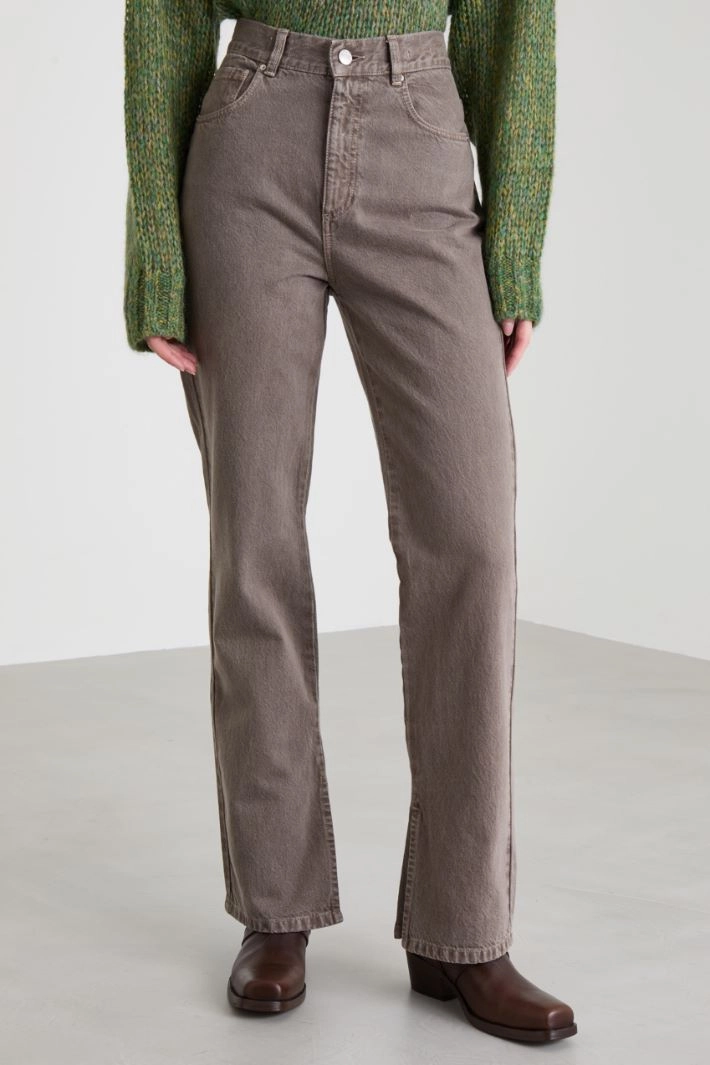 Denim jeans with slits - GREY