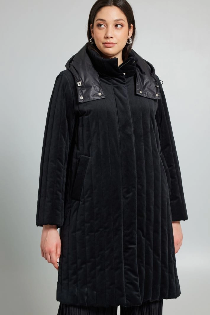 Velvet puffer jacket - BLACK