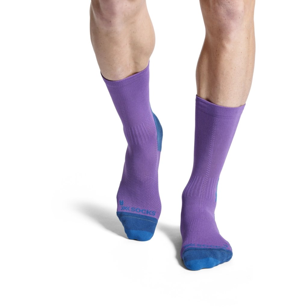 X-Socks Run Discover Crew Socks - neobergine/x black