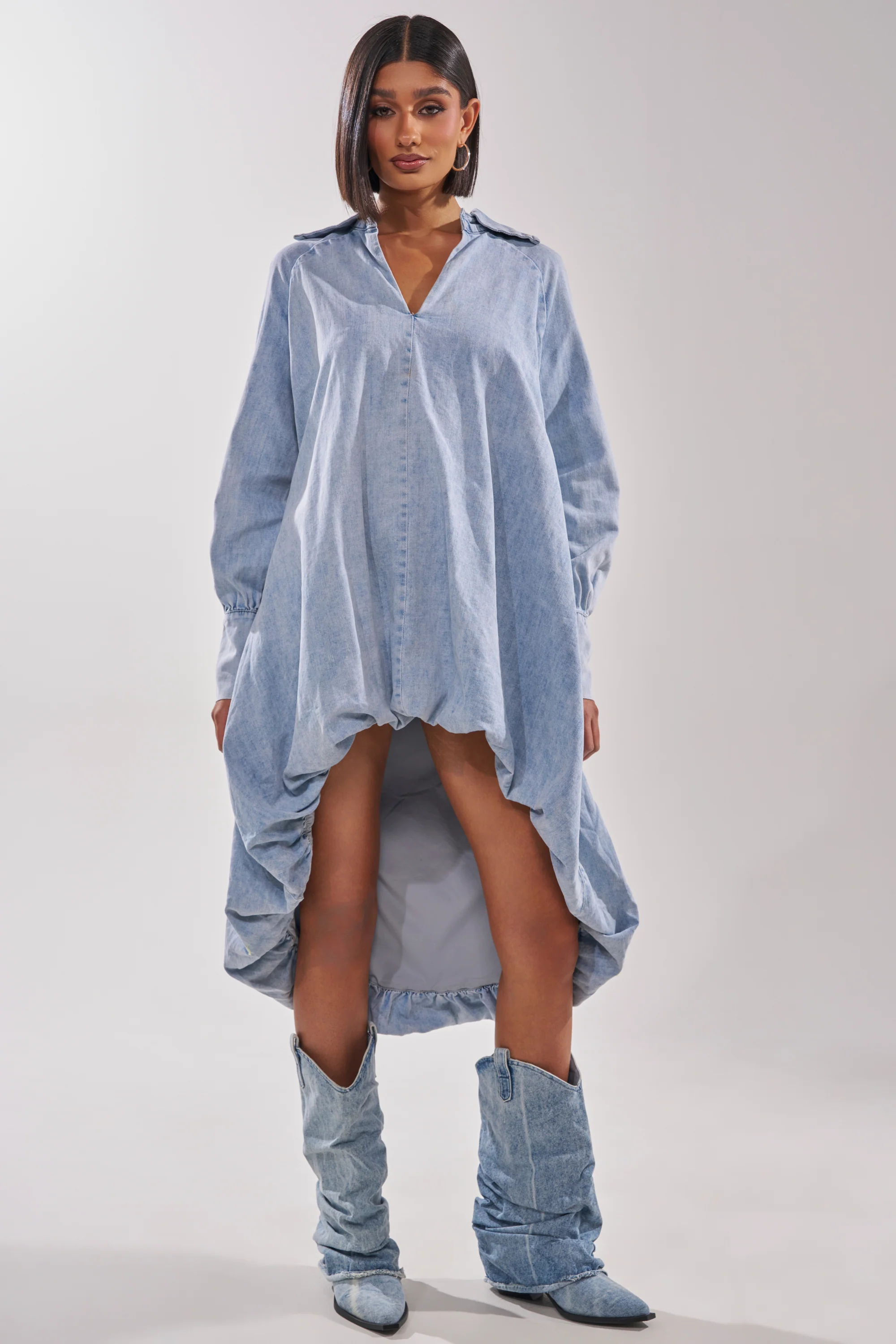 Amelia Denim High-Low Dress