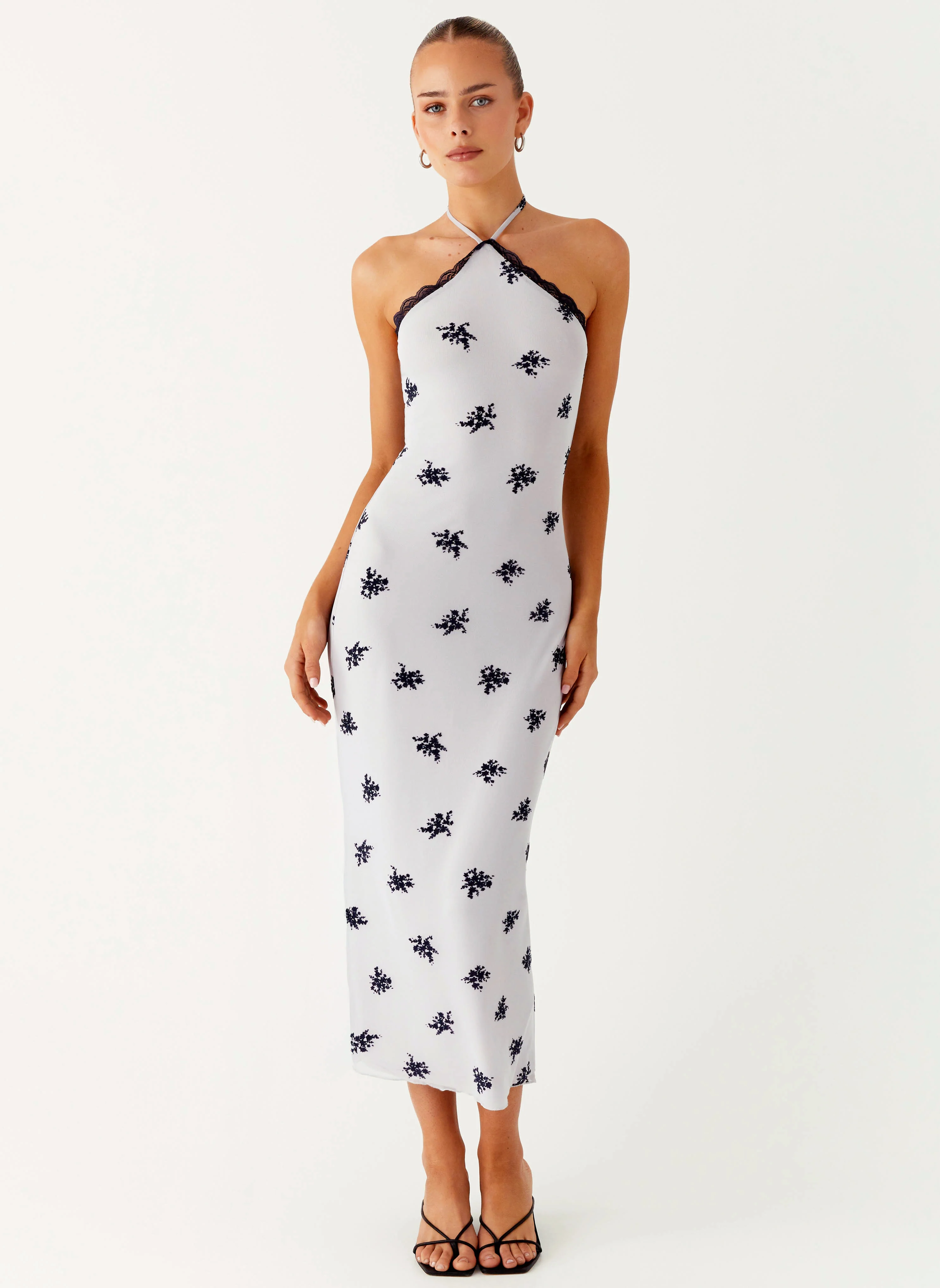 Nestel Flock Halter Midi Dress - Lilac