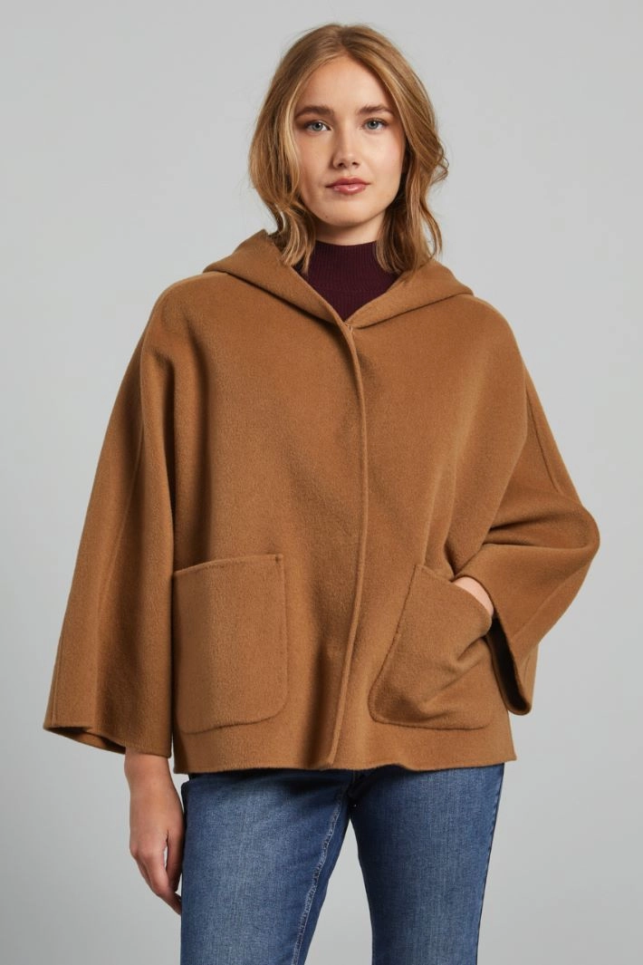 Hooded cape - CAMEL