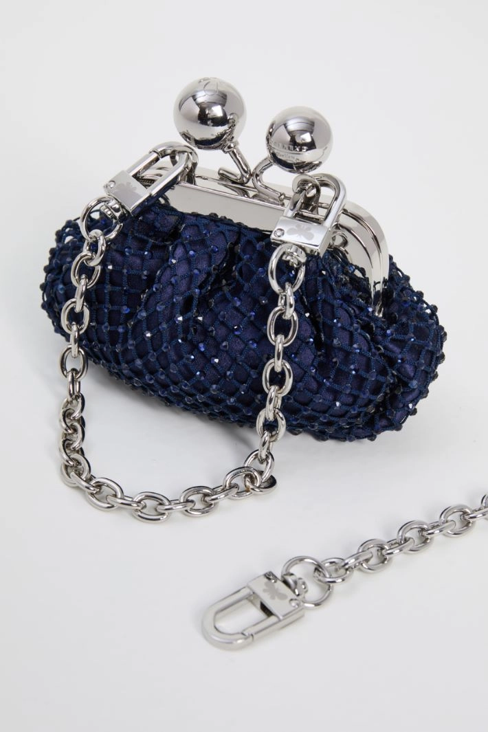 Mini bag in mesh and rhinestones - BLUE