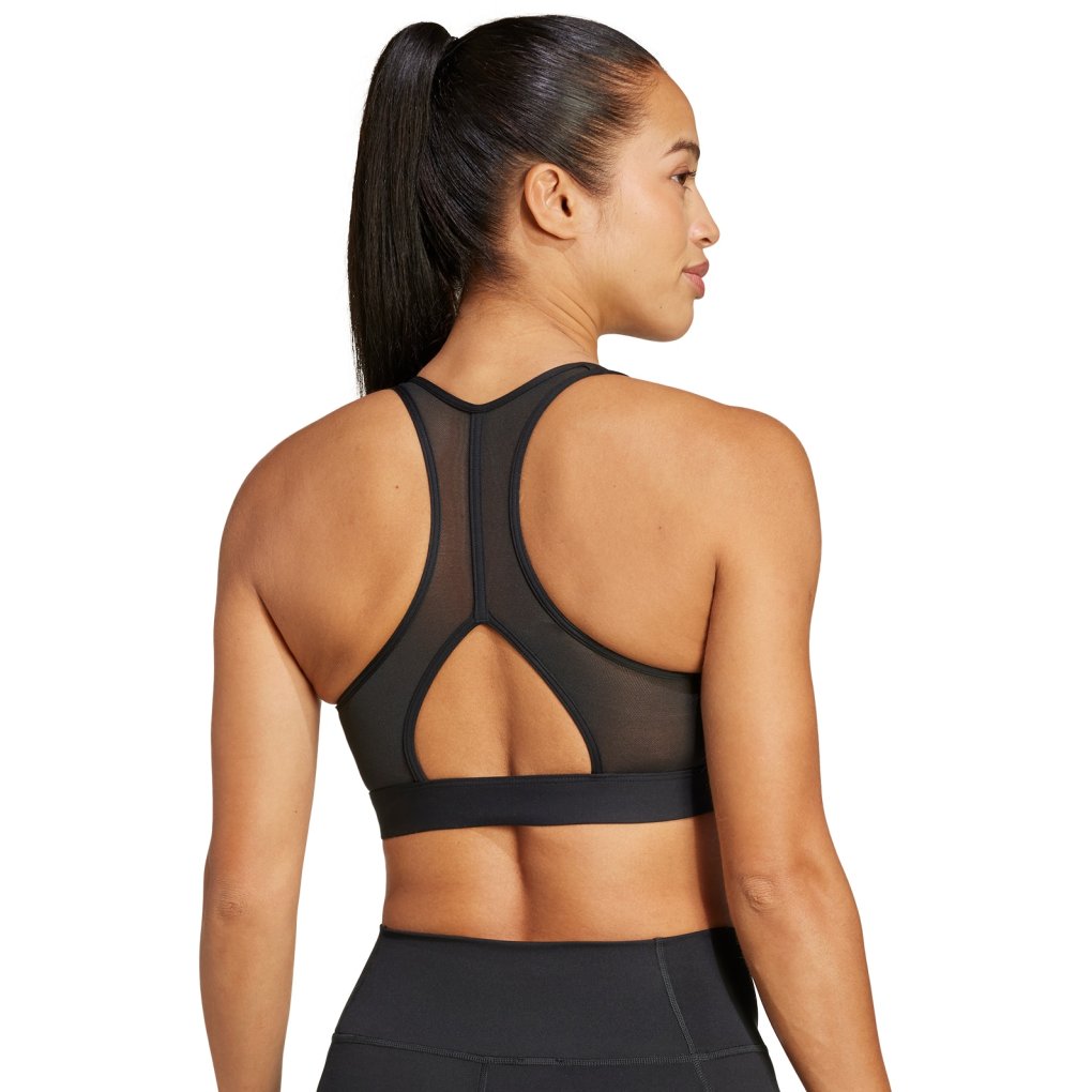 adidas Powerreact Big Logo Training Light Support Sports Bra - black JG1414