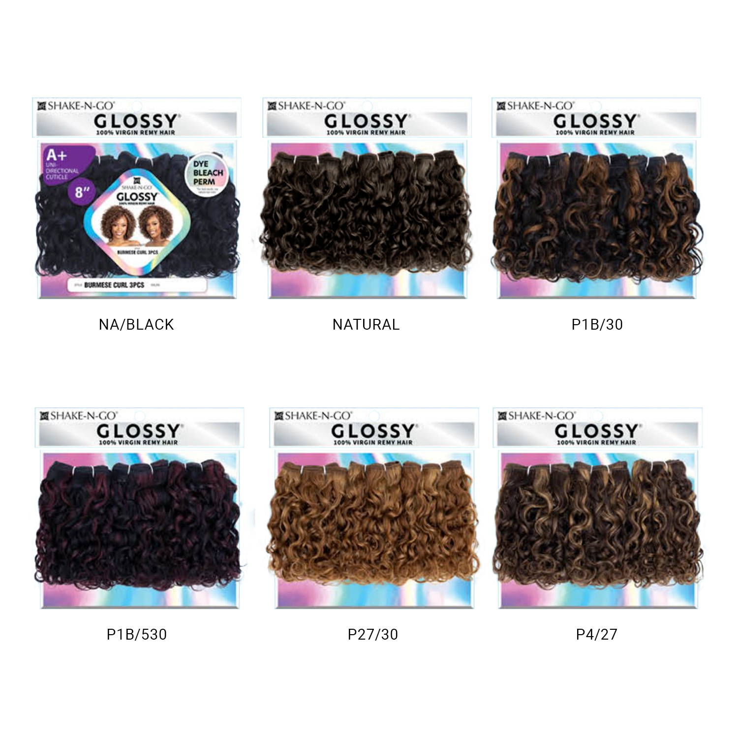 Shake-N-Go Virgin Remy Hair Weave Glossy 3Pcs Burmese Curl