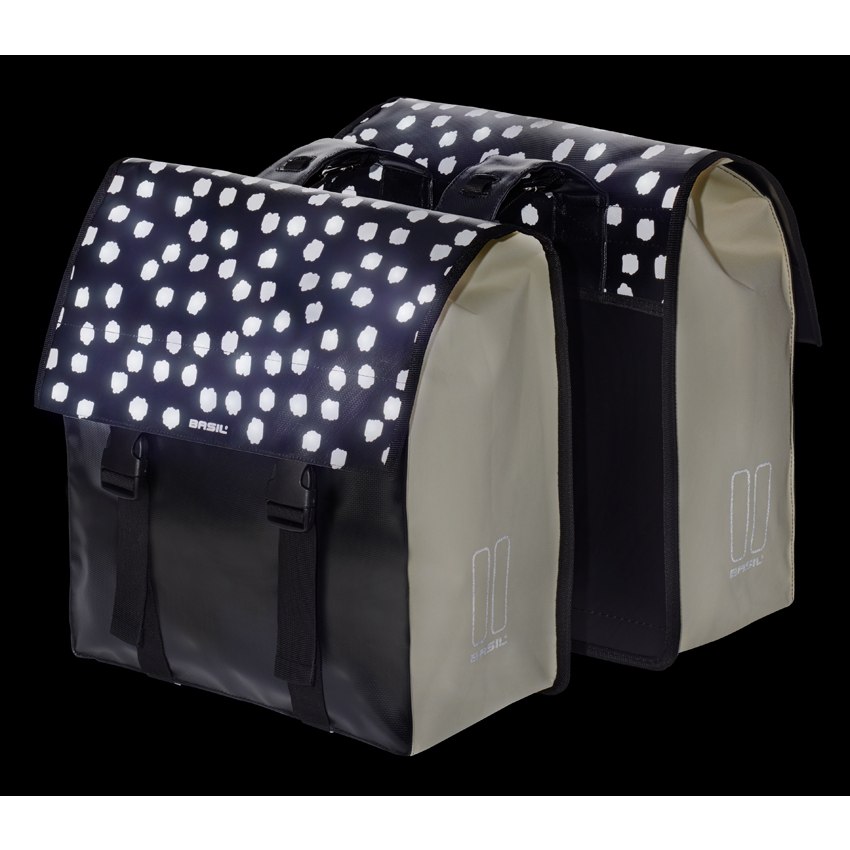 Basil Urban Load Double Bag (Pair) - 2x26.5L - black reflective / white