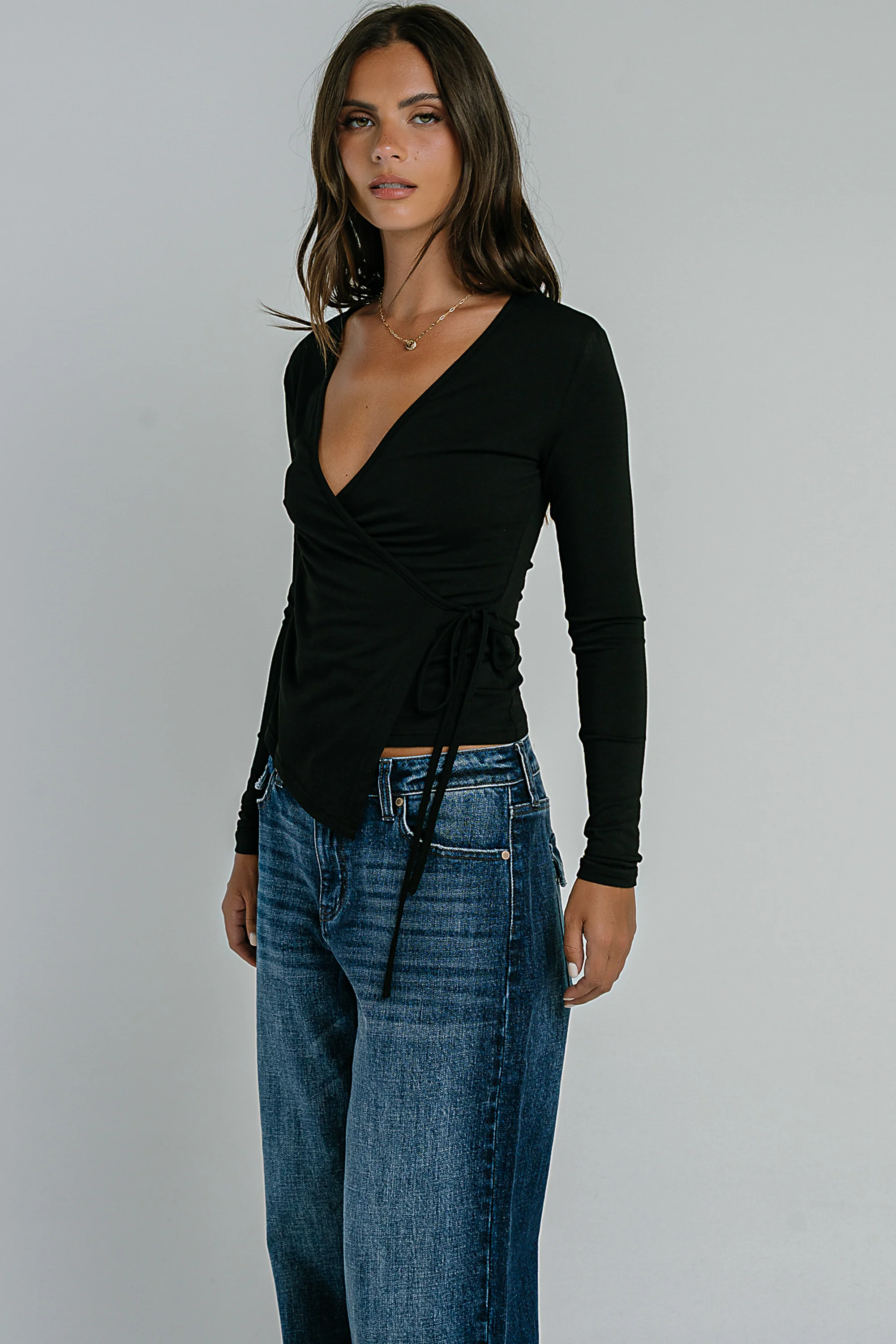 Ariella Wrap Top in Black